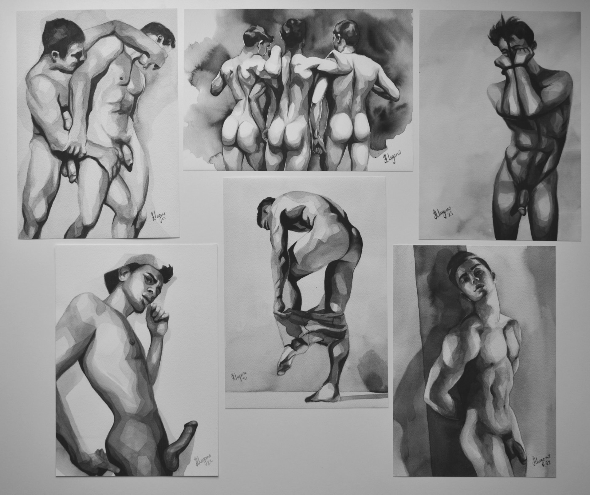 Set of 6 Watercolor Art Prints by Helg Lugano – Limited Edition, Signed & Numbered – Direct from the Artist