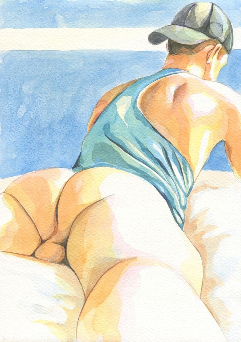 PRINT of Original Art Work Watercolor Painting "Cap guy"