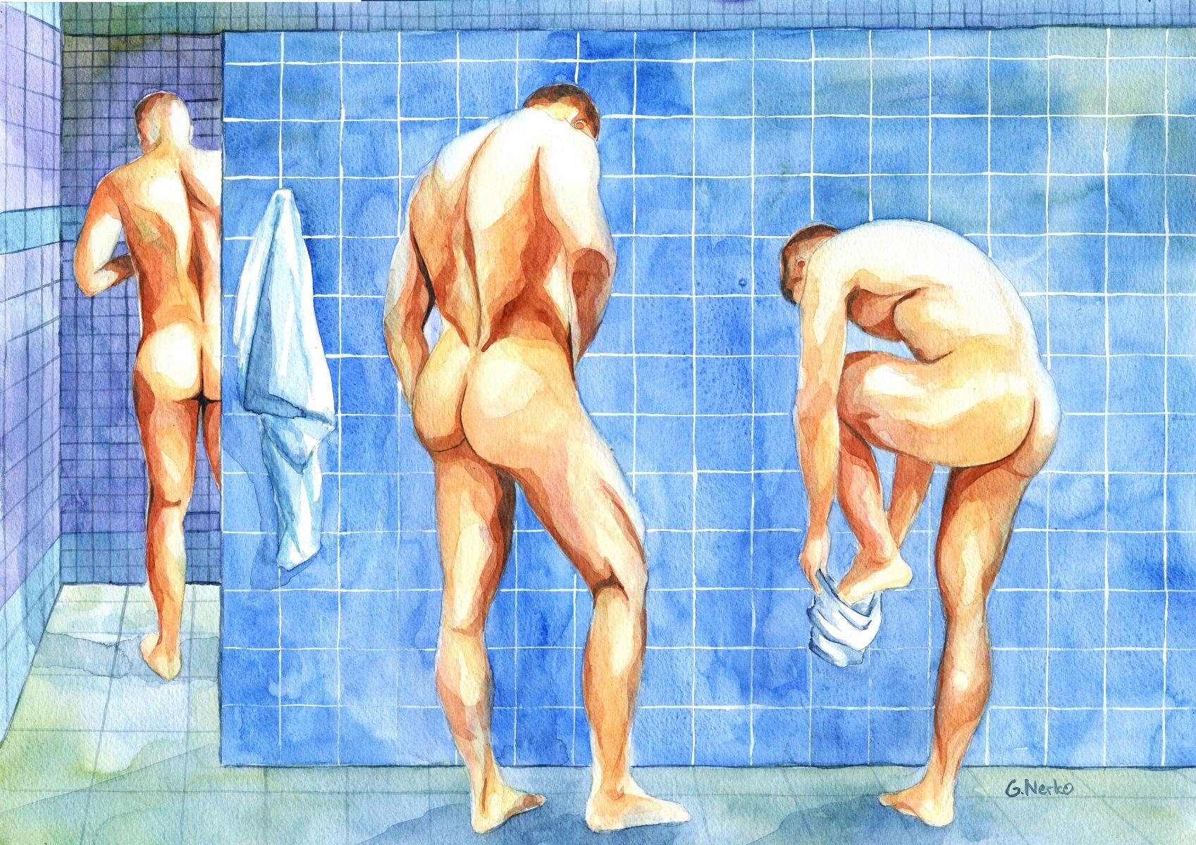 PRINT of Original Art Work Watercolor Painting "Shower 11"