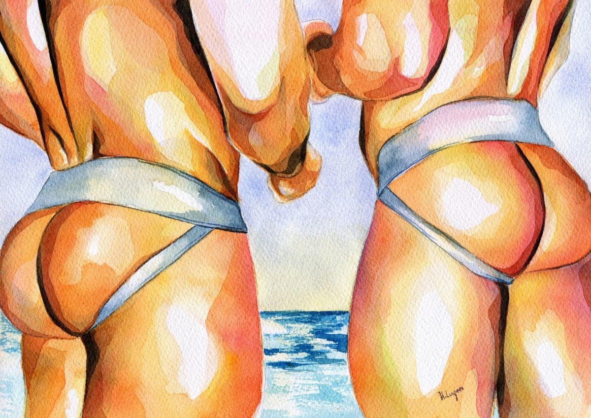 PRINT of Original Art Work Watercolor Painting "Jockstraps lovers"