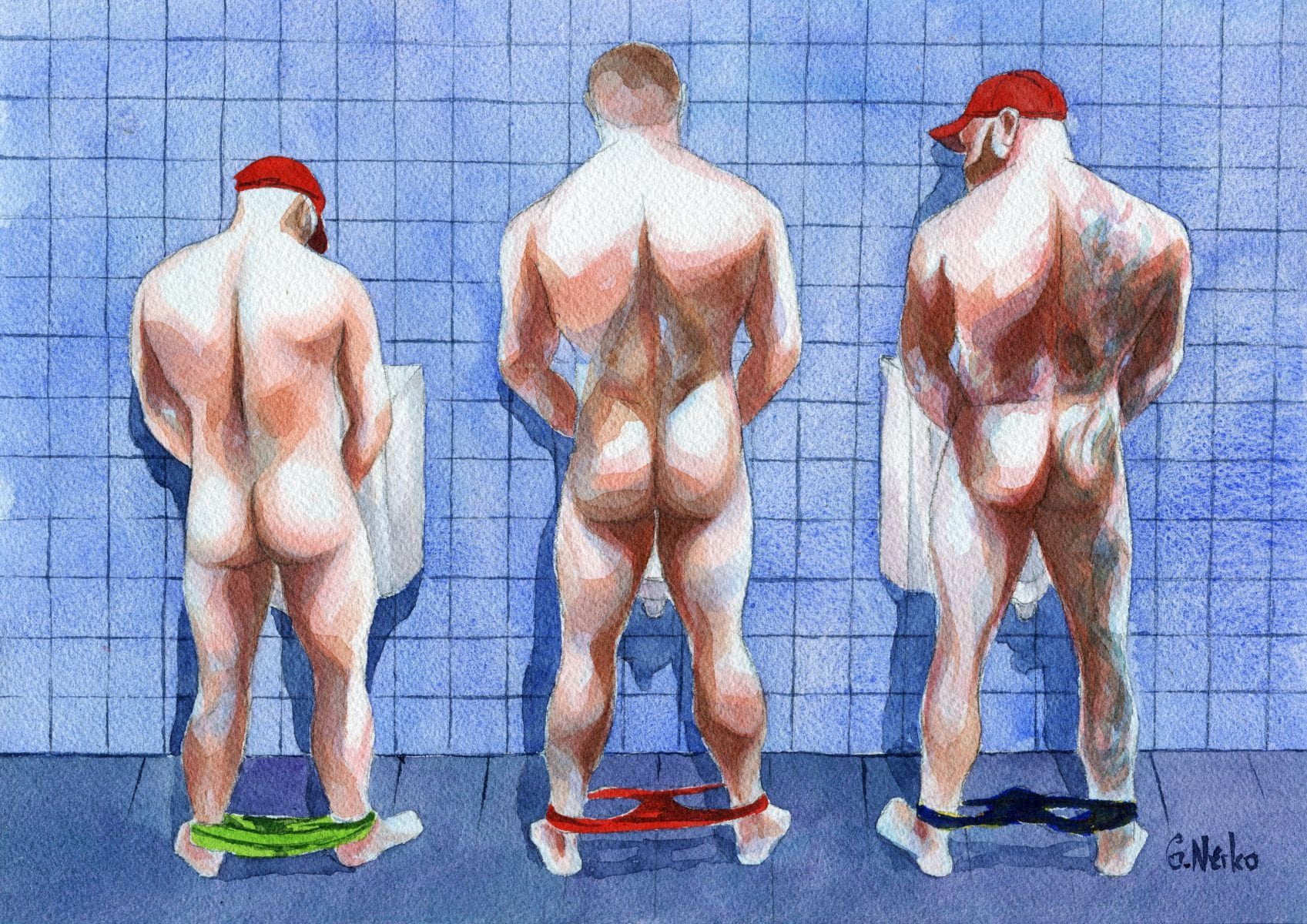 PRINT of Original Art Work Watercolor Painting "Public toilet 26"
