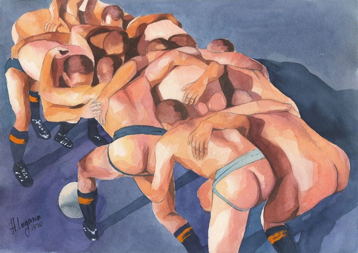 PRINT of Original Art Work Watercolor Painting "Team play"