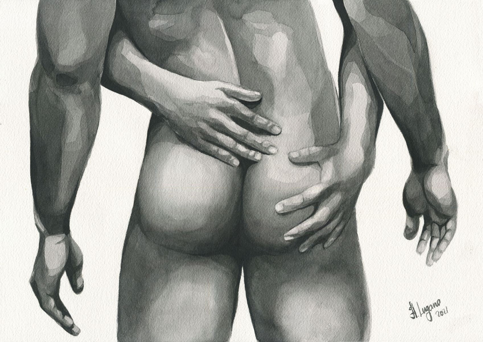 PRINT of Original Art Work Watercolor Painting "Couple 2"