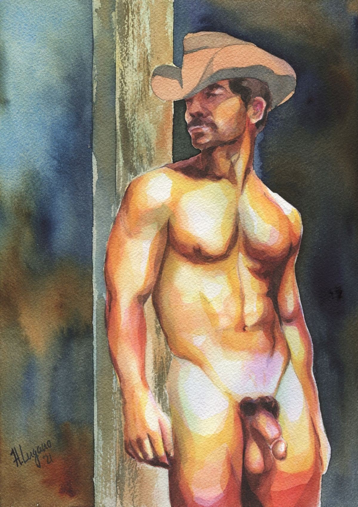 PRINT of Original Art Work Watercolor Painting "Cowboy 6"