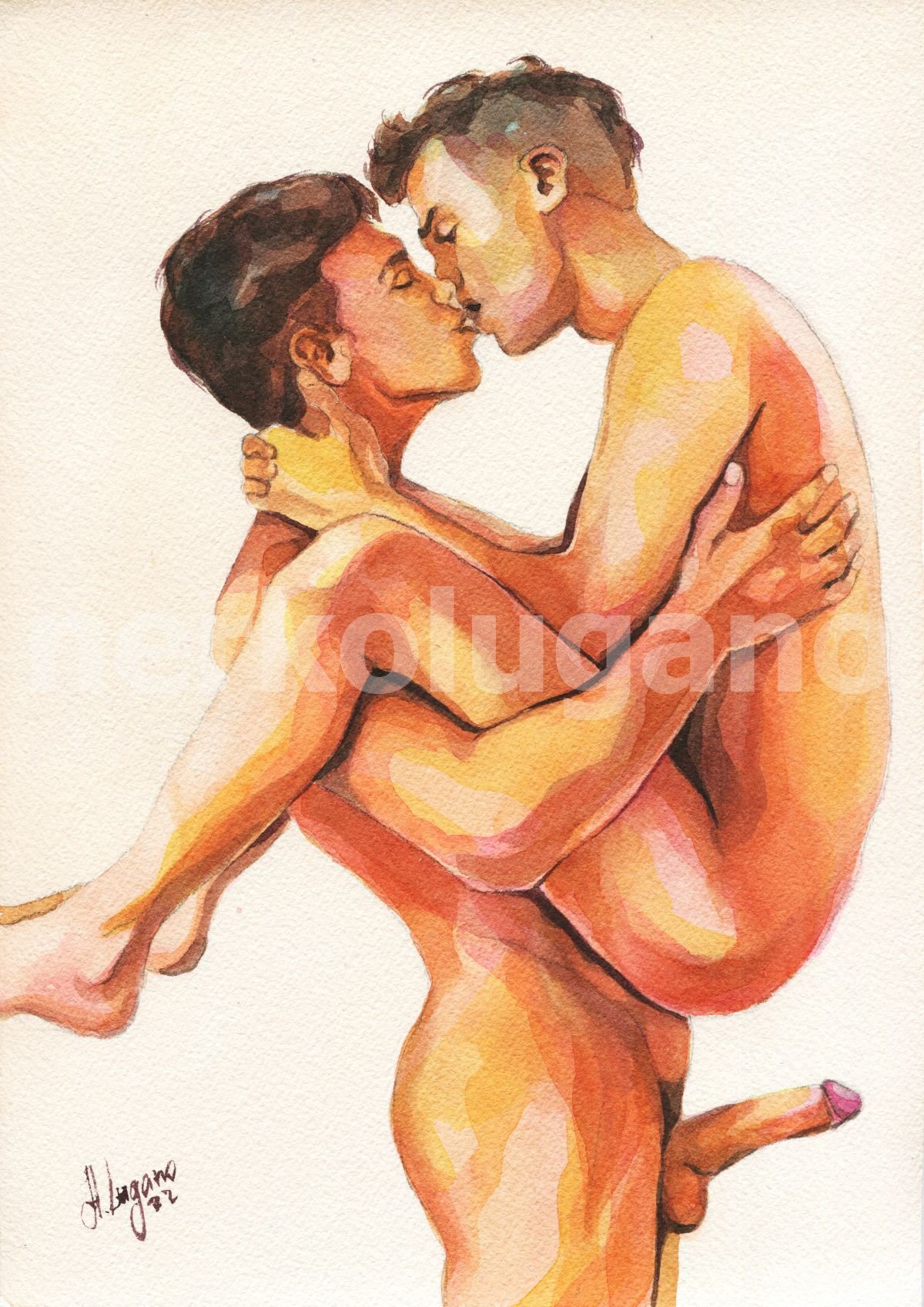 PRINT of Original Art Work Watercolor Painting "Kiss 11"
