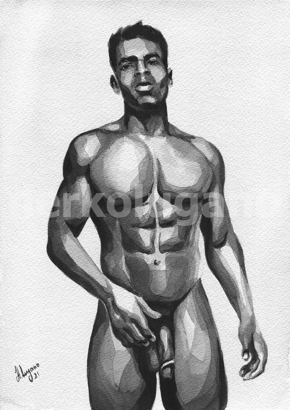 PRINT of Original Art Work Watercolor Painting "Attraction 2"