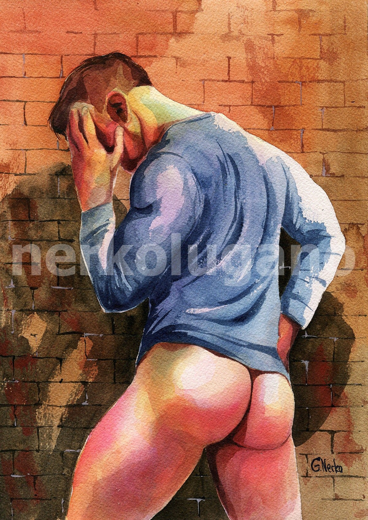 PRINT of Original Art Work Watercolor Painting "Wall's secret"