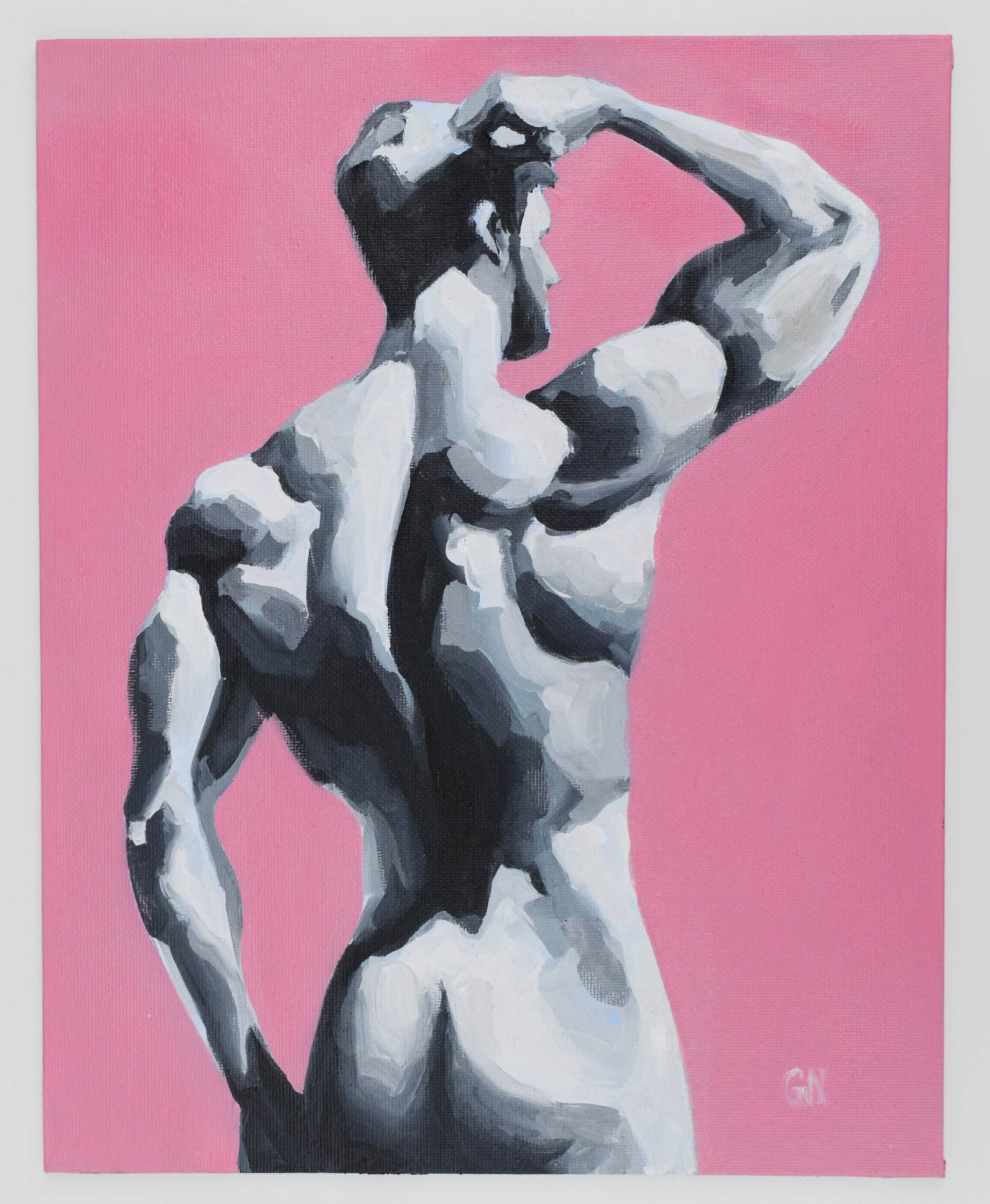 Original Hand painted Oil Painting on canvas Erotic Male Man Nude Gay