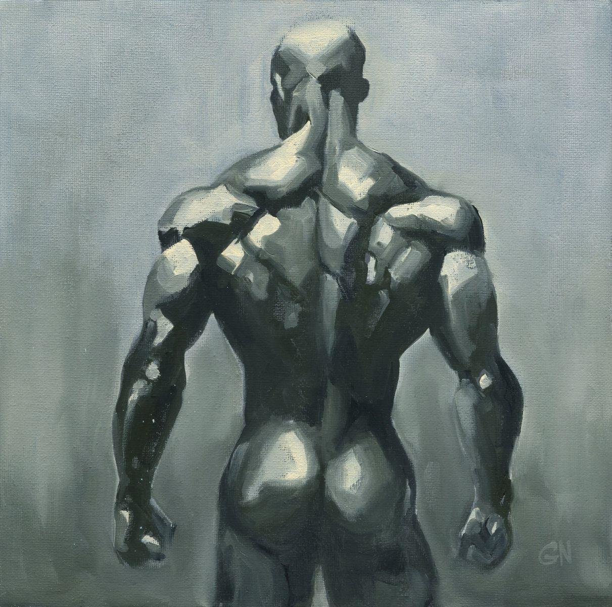 Original Hand painted Oil Painting on canvas Erotic Male Man Nude Gay