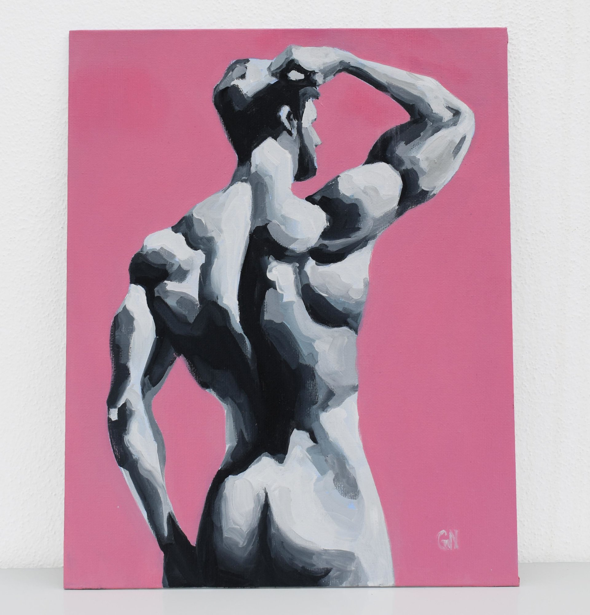 Original Hand painted Oil Painting on canvas Erotic Male Man Nude Gay