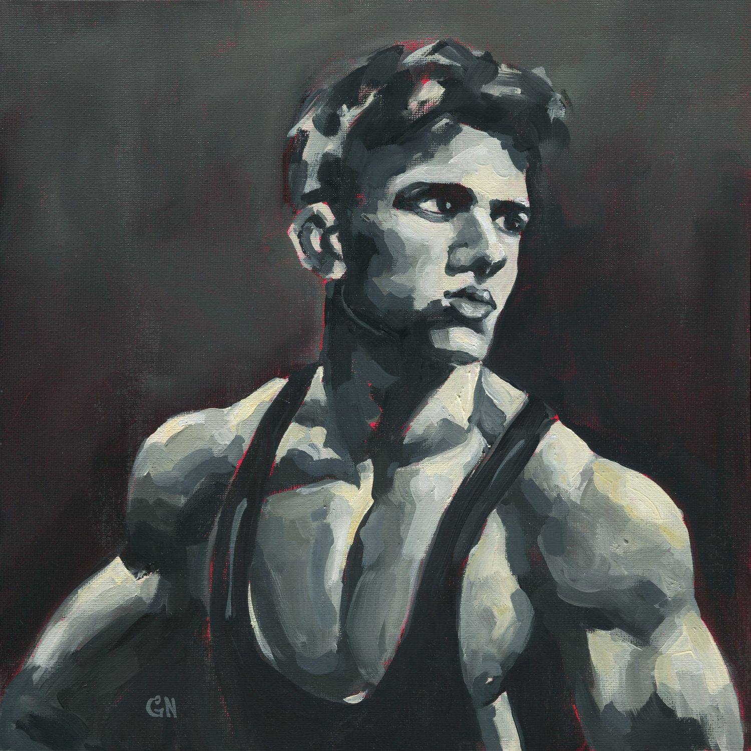 Original Hand painted Oil Painting on canvas Male Portrait Man Gay