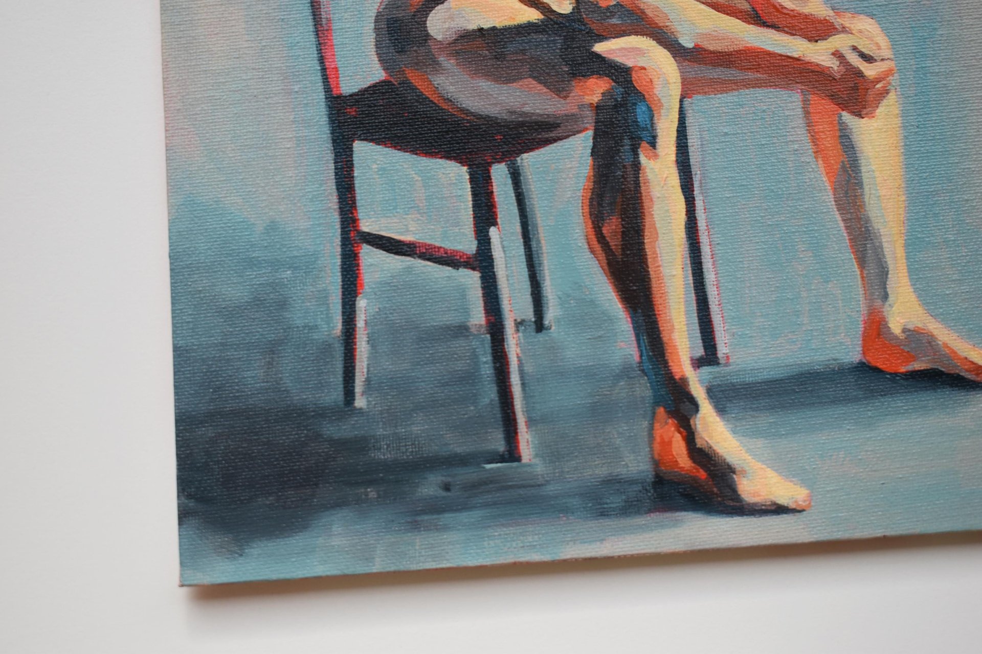 Original Hand painted Oil Painting on canvas Erotic Male Man Nude Gay