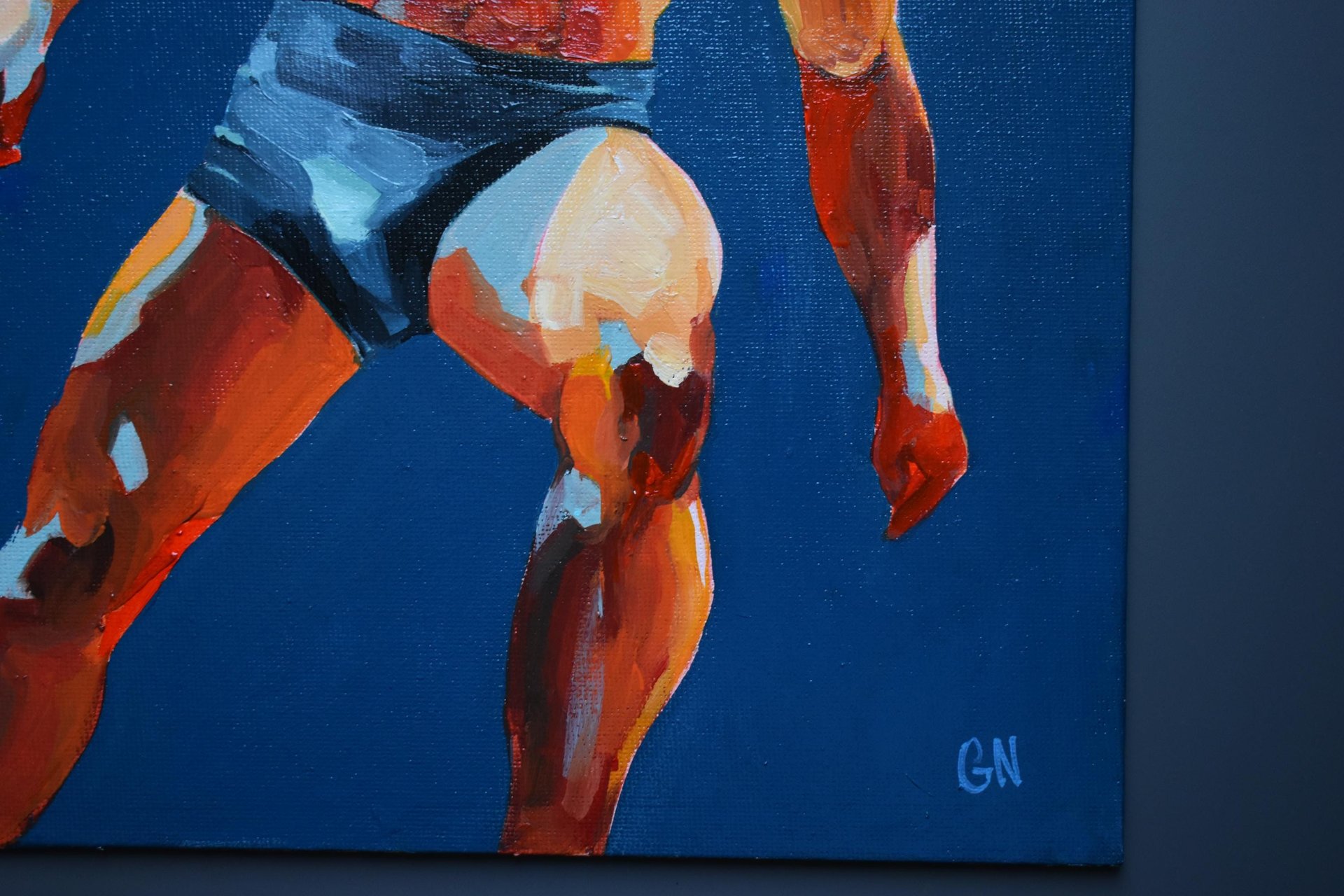 Original Hand painted Oil Painting on canvas Erotic Male Man Nude Gay