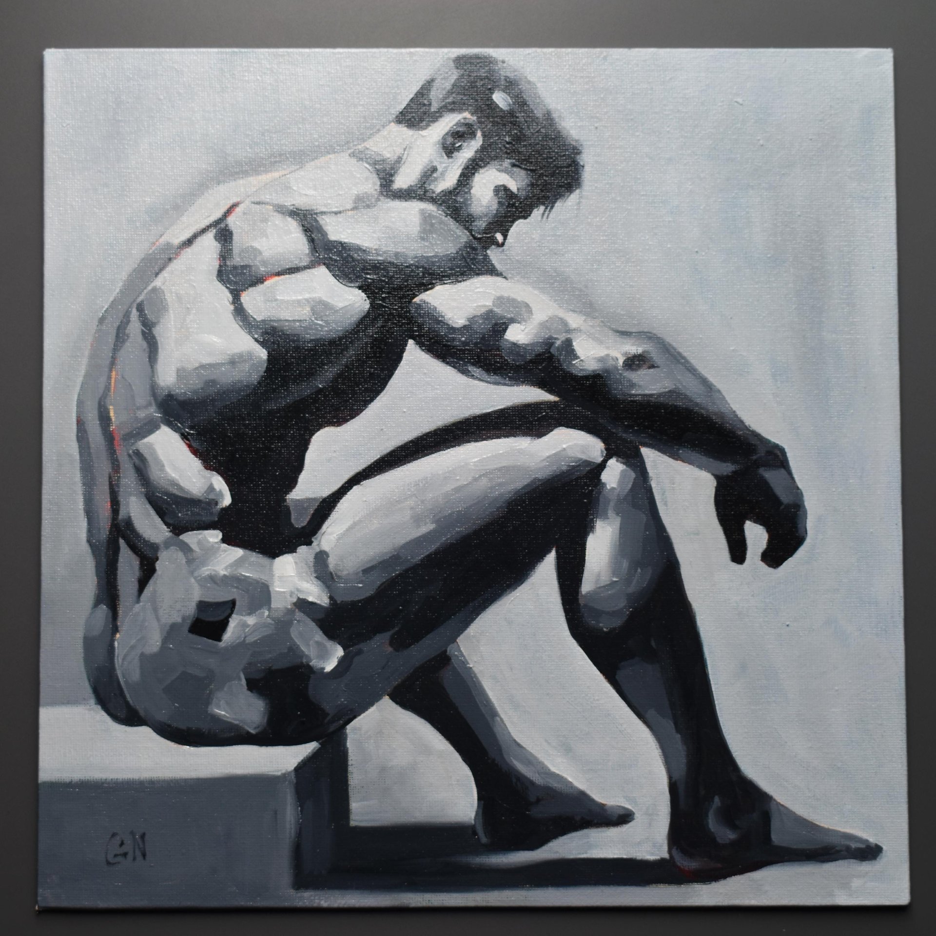 Original Hand painted Oil Painting on canvas Erotic Male Man Nude Gay