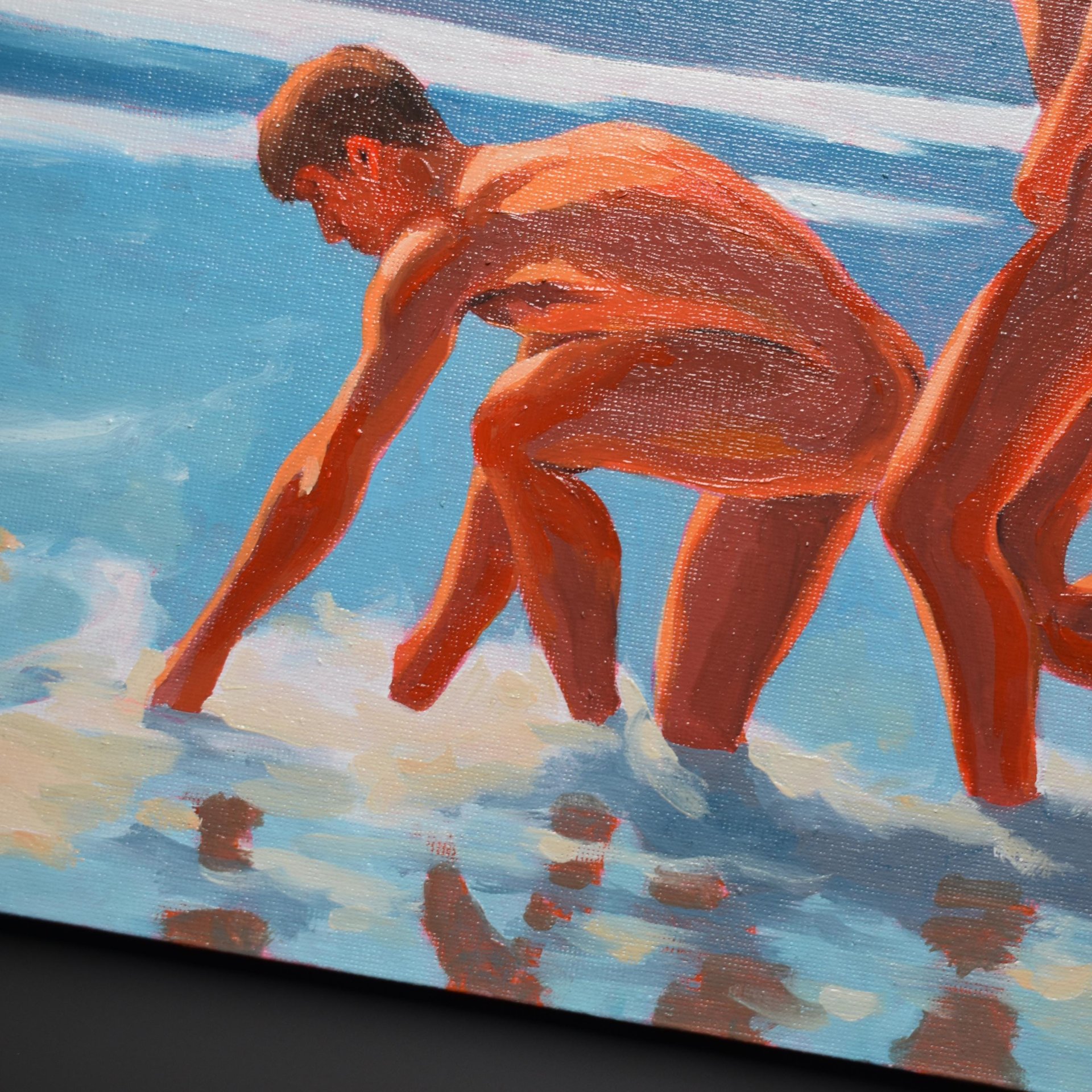 Original Hand painted Oil Painting on canvas Erotic Male Man Nude Gay