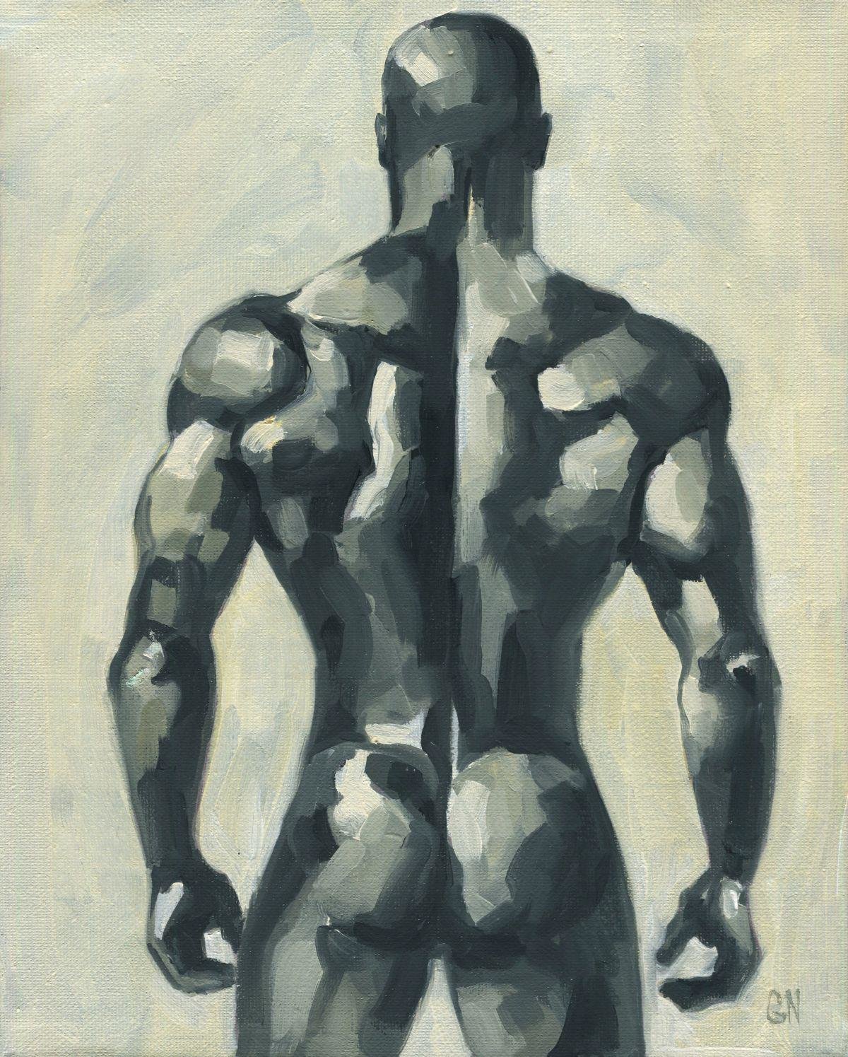 Original Hand painted Oil Painting on canvas Erotic Male Man Nude Gay