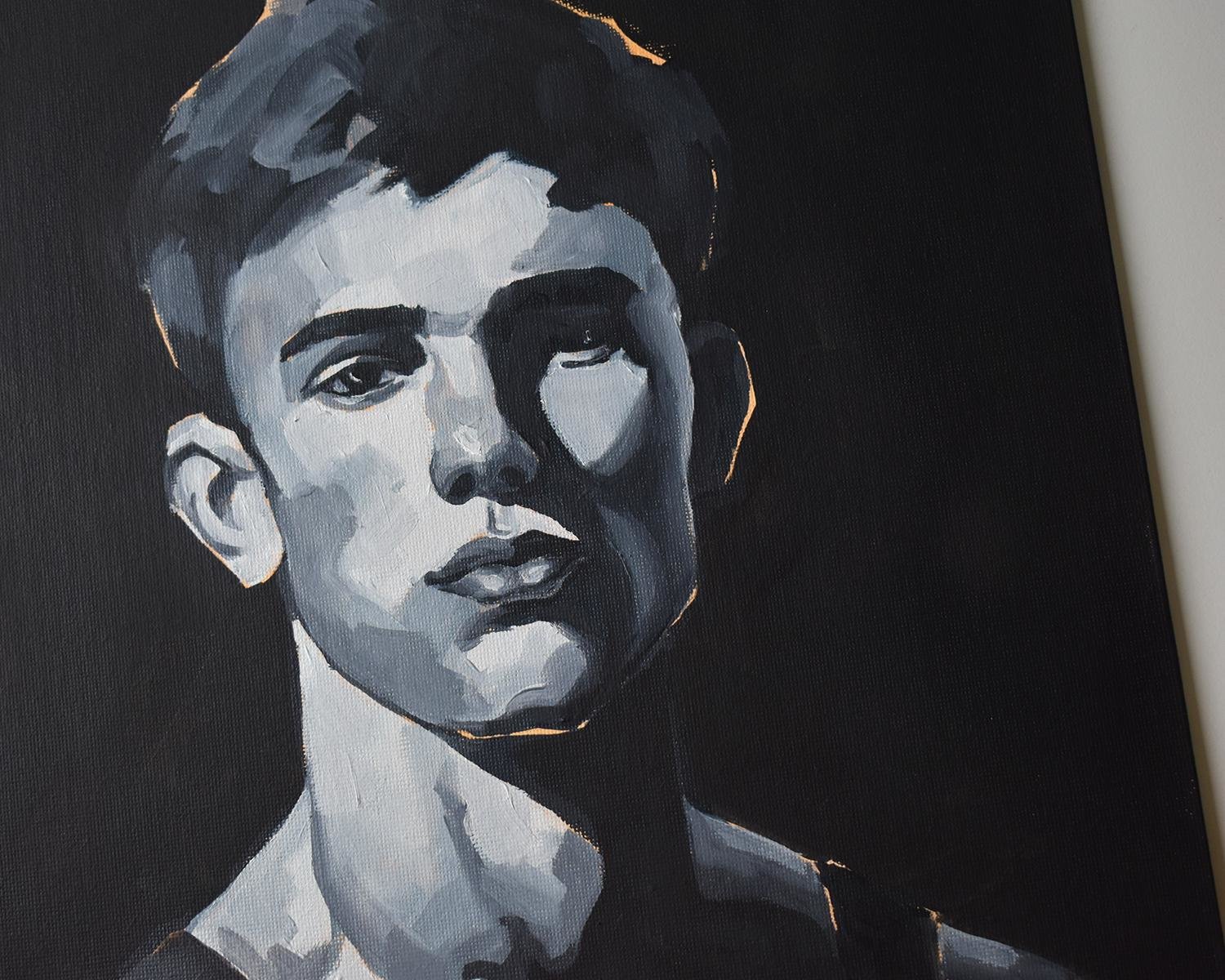 Original Hand painted Oil Painting on canvas Male Portrait  Man Gay