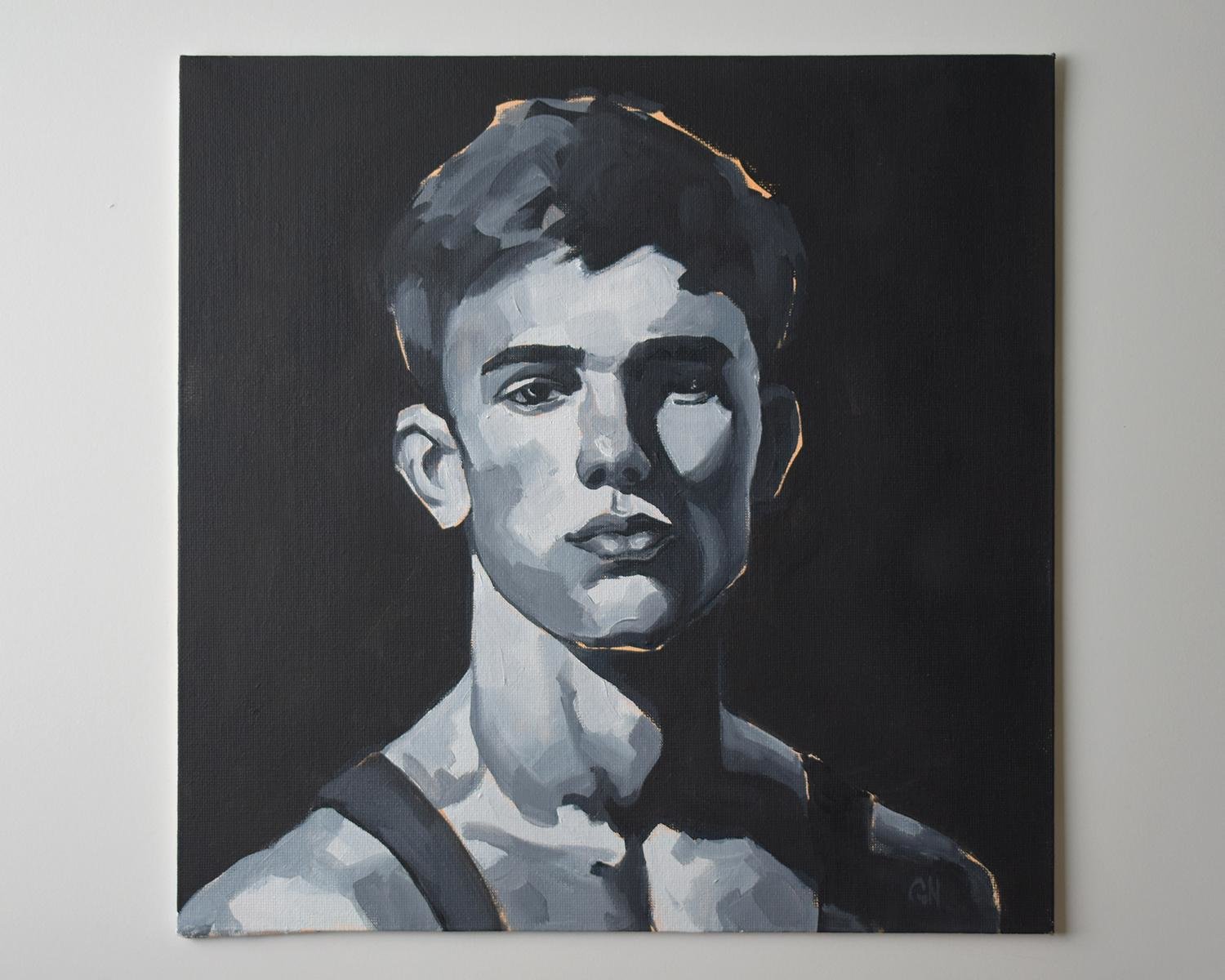 Original Hand painted Oil Painting on canvas Male Portrait  Man Gay