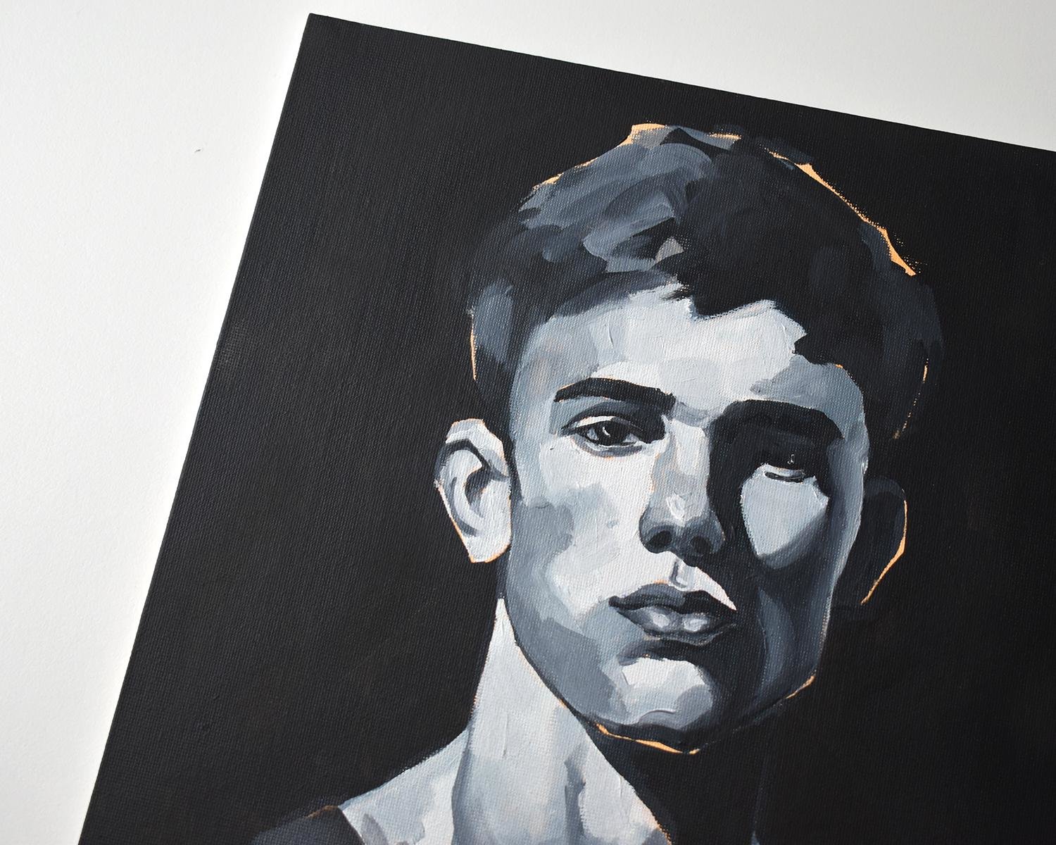 Original Hand painted Oil Painting on canvas Male Portrait  Man Gay
