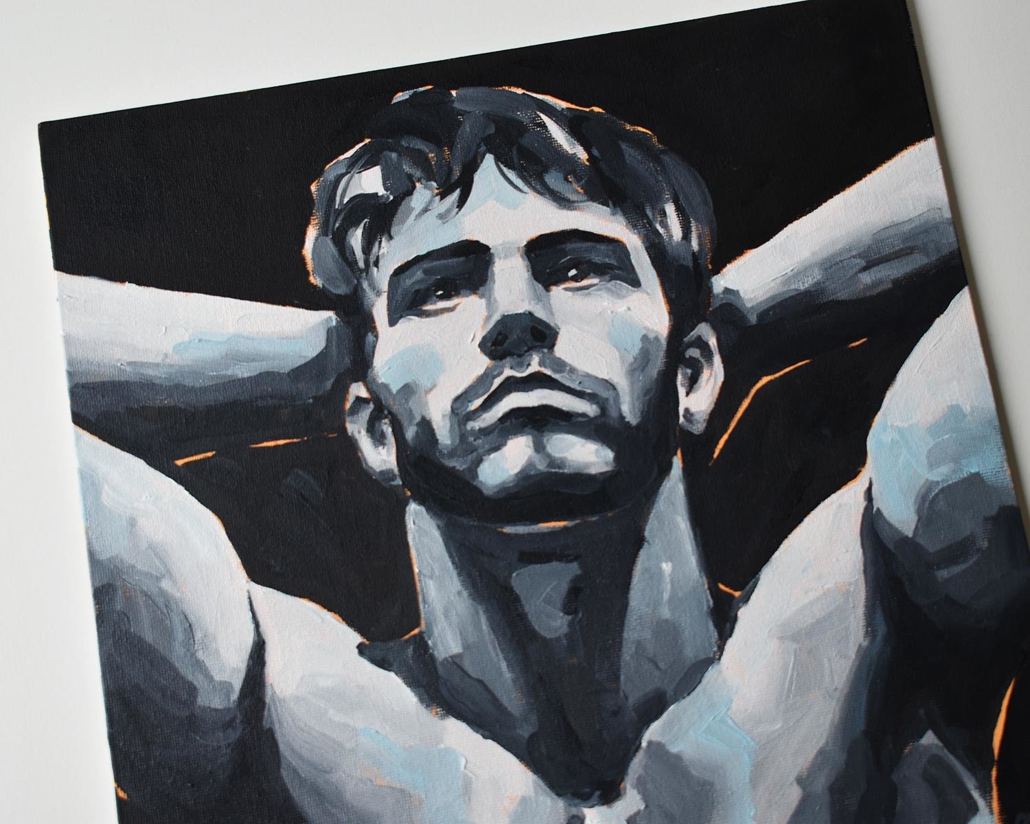 Original Hand painted Oil Painting on canvas Male Portrait  Man Gay