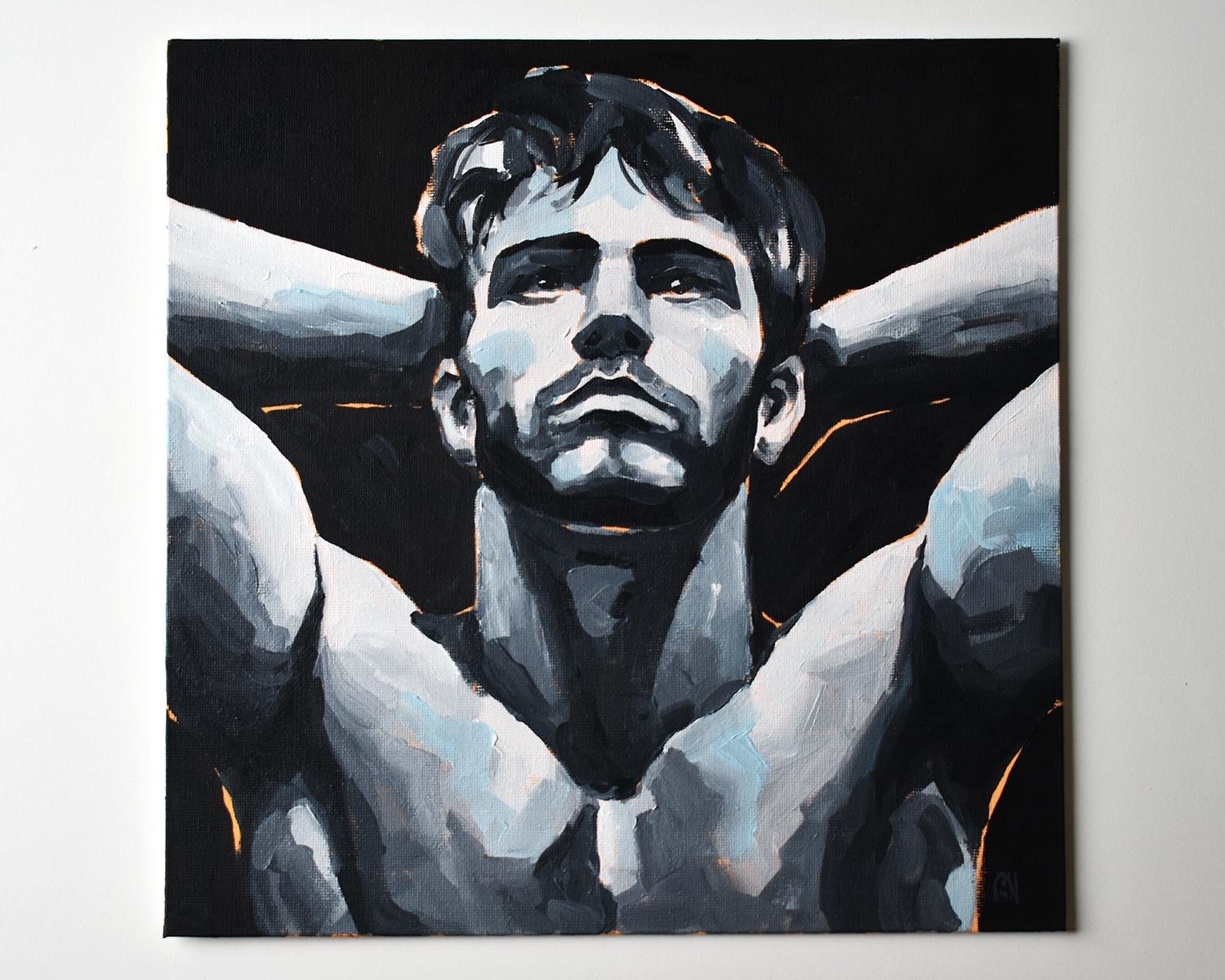Original Hand painted Oil Painting on canvas Male Portrait  Man Gay