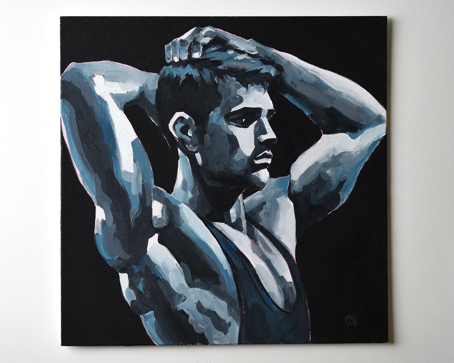 Original Hand painted Oil Painting on canvas Male Portrait  Man Gay
