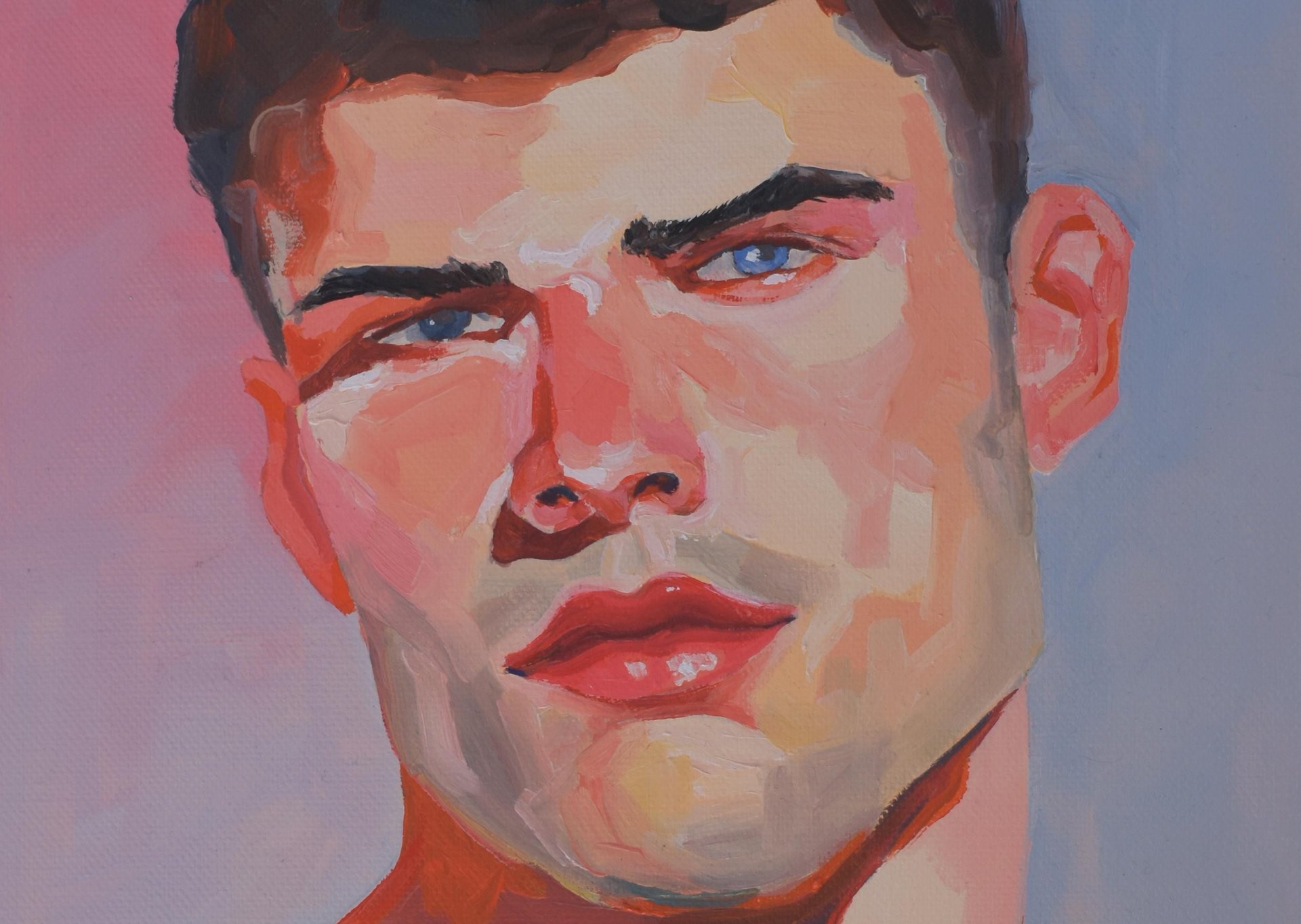 Original Hand painted Oil Painting on canvas Male Portrait  Man Gay