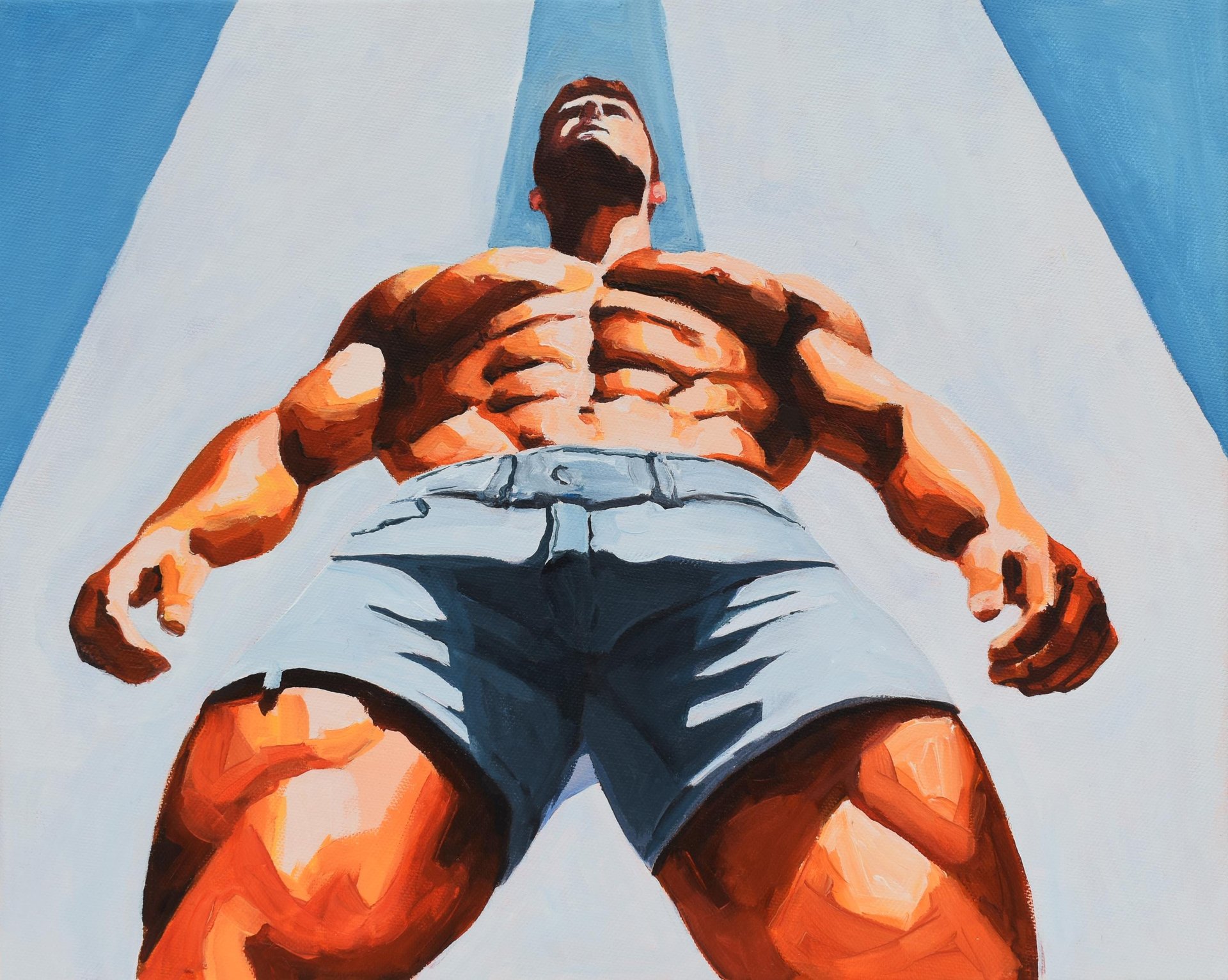 Original Hand painted Oil Painting on canvas Erotic Male Man Nude Gay