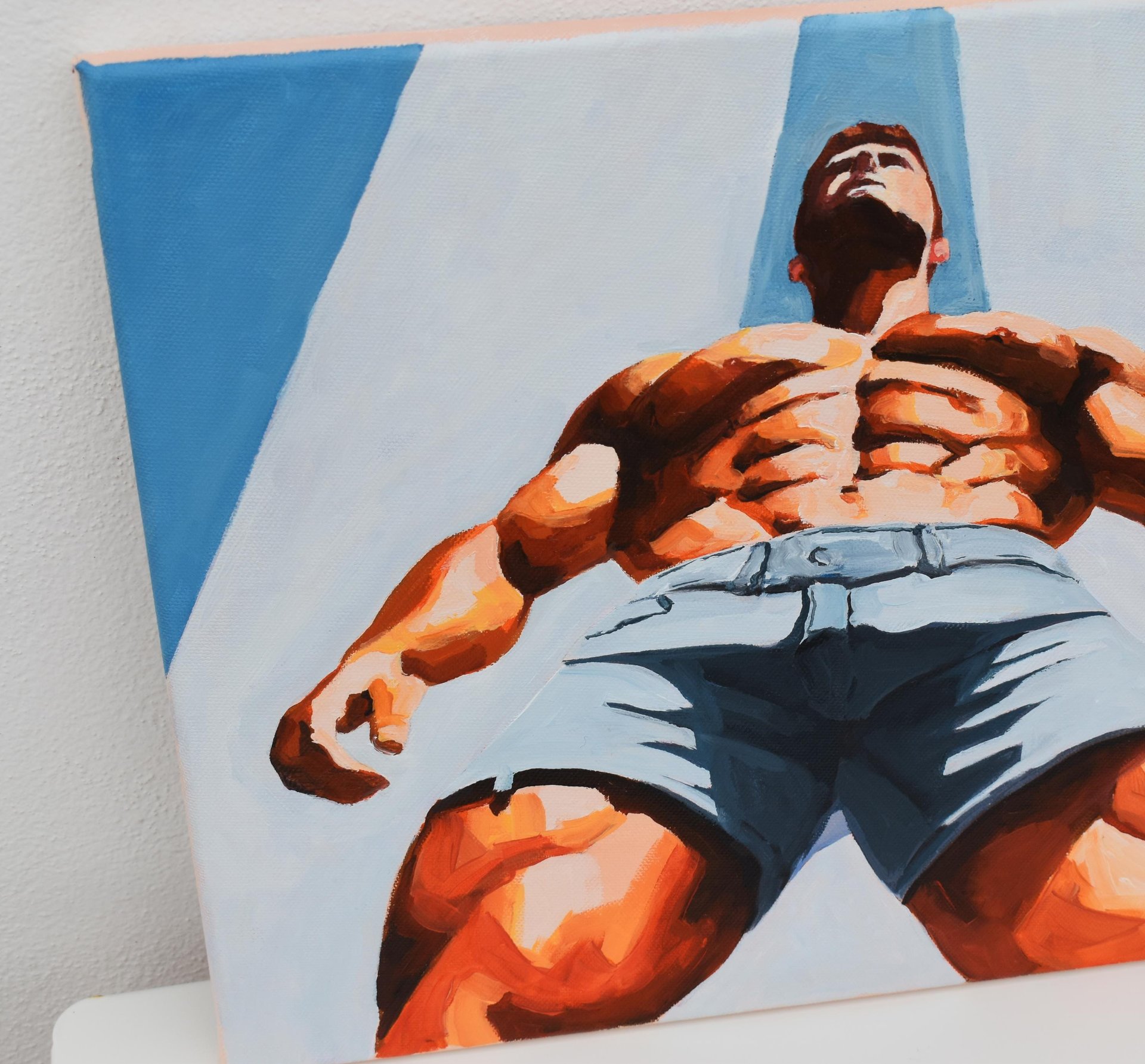 Original Hand painted Oil Painting on canvas Erotic Male Man Nude Gay