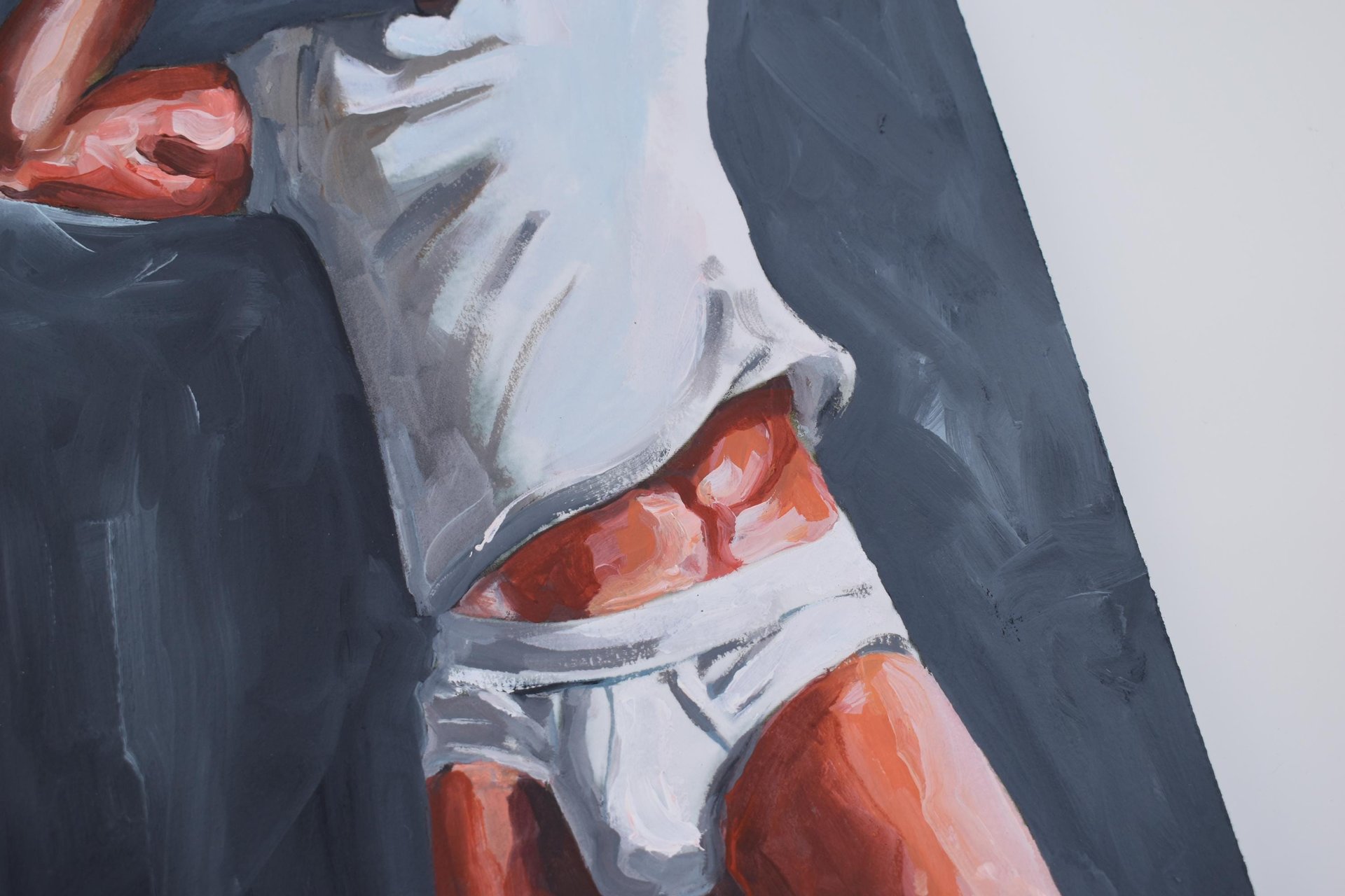 Original Hand painted Artwork Oil Painting on paper Gay Man Male Nude