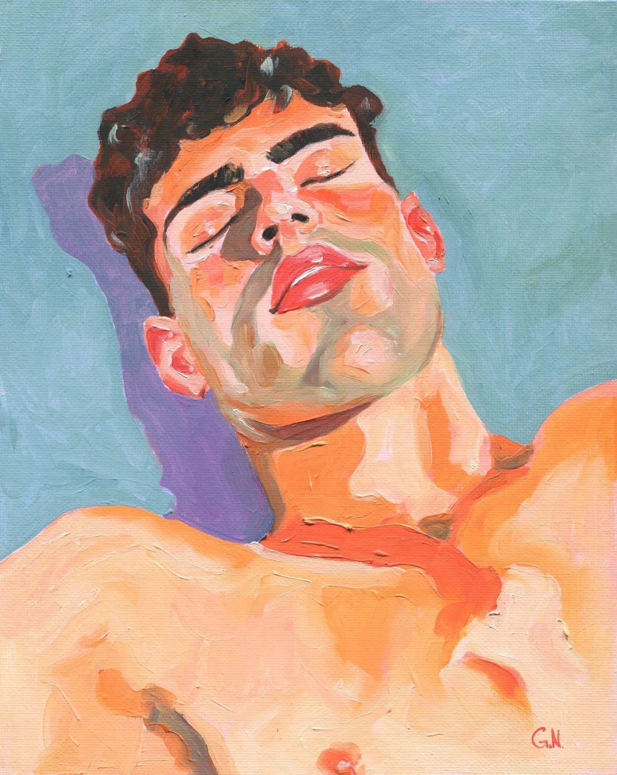Original Hand painted Oil Painting on canvas Male Portrait  Man Gay