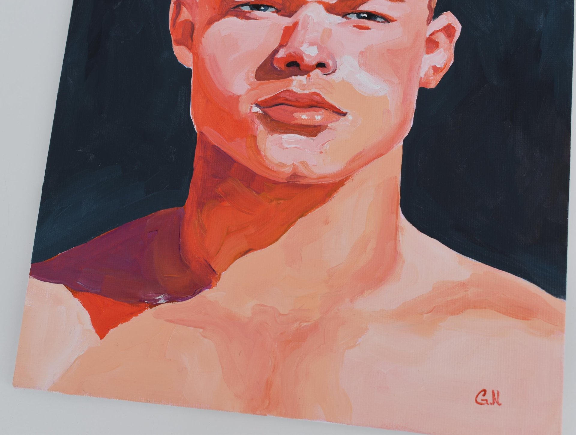 Original Hand painted Oil Painting on canvas Male Portrait  Man Gay