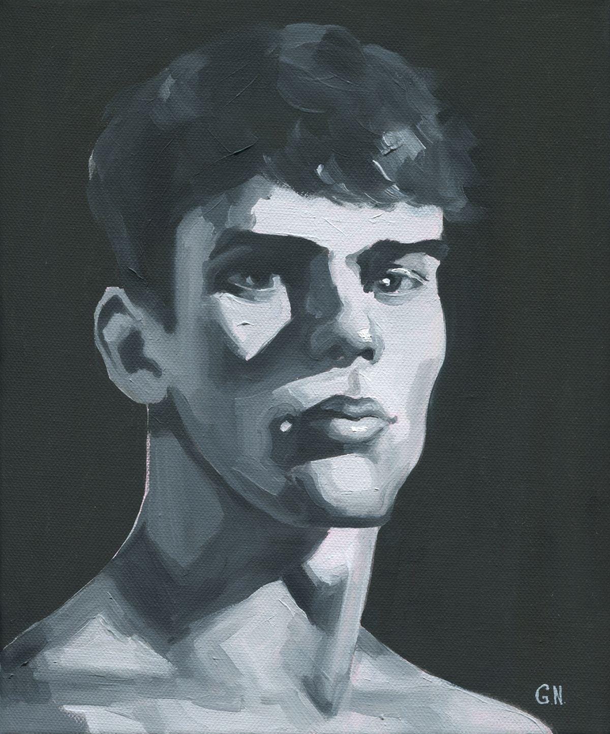 Original Hand painted Oil Painting on canvas Male Portrait  Man Gay