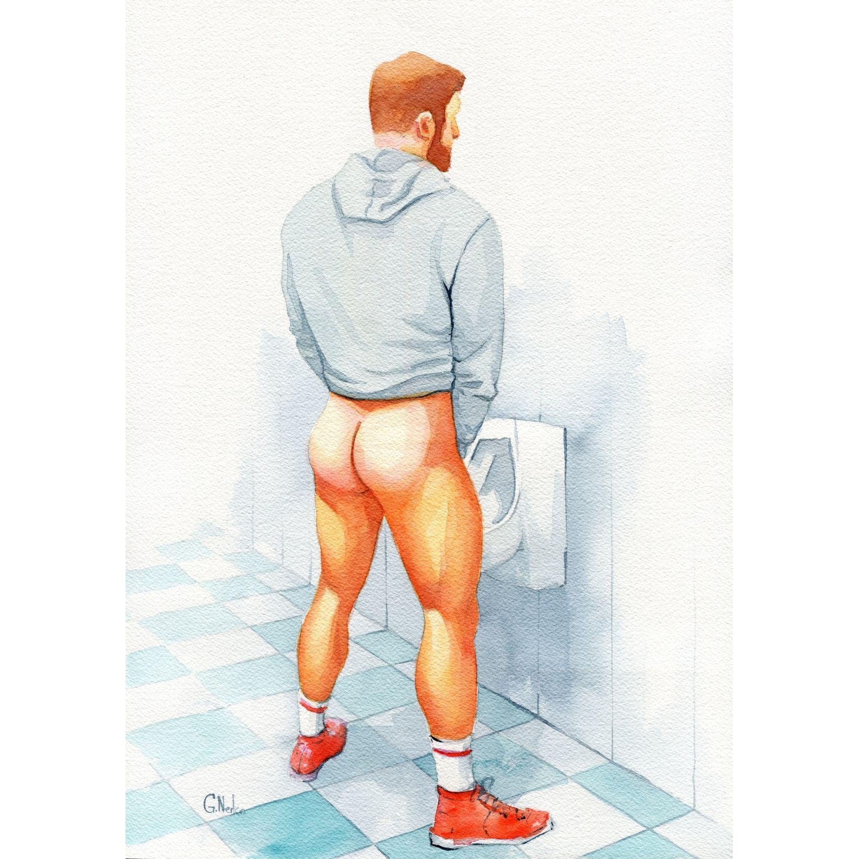 Unique Gay Man Art - Original Watercolor Painting on A3 Paper, 12x16 Inches