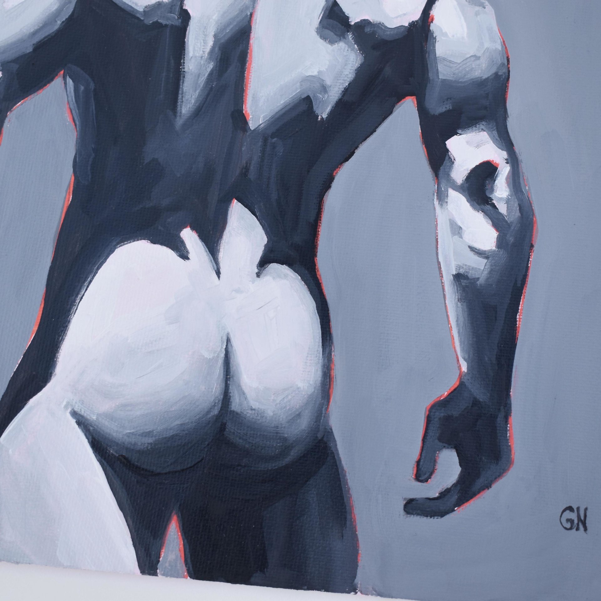 Original Hand painted Oil Painting on canvas Erotic Male Man Nude Gay