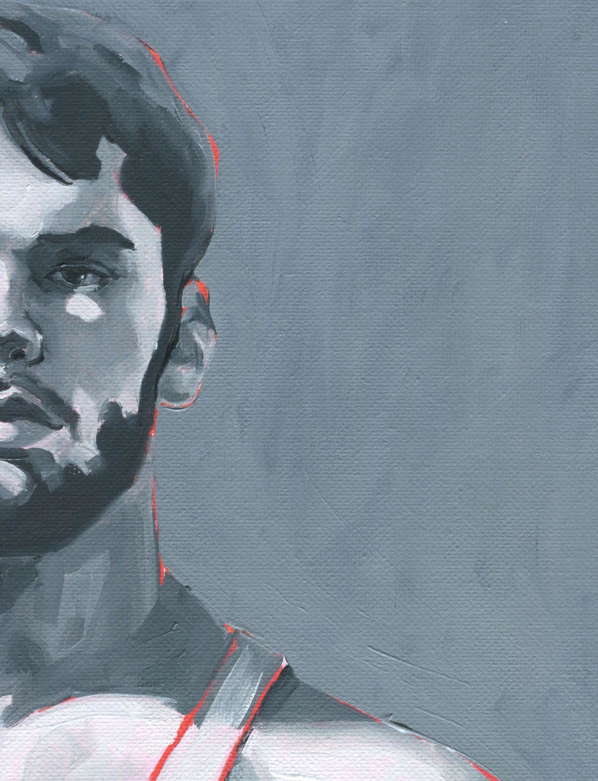 Original Hand painted Oil Painting on canvas Erotic Male Man Nude Gay