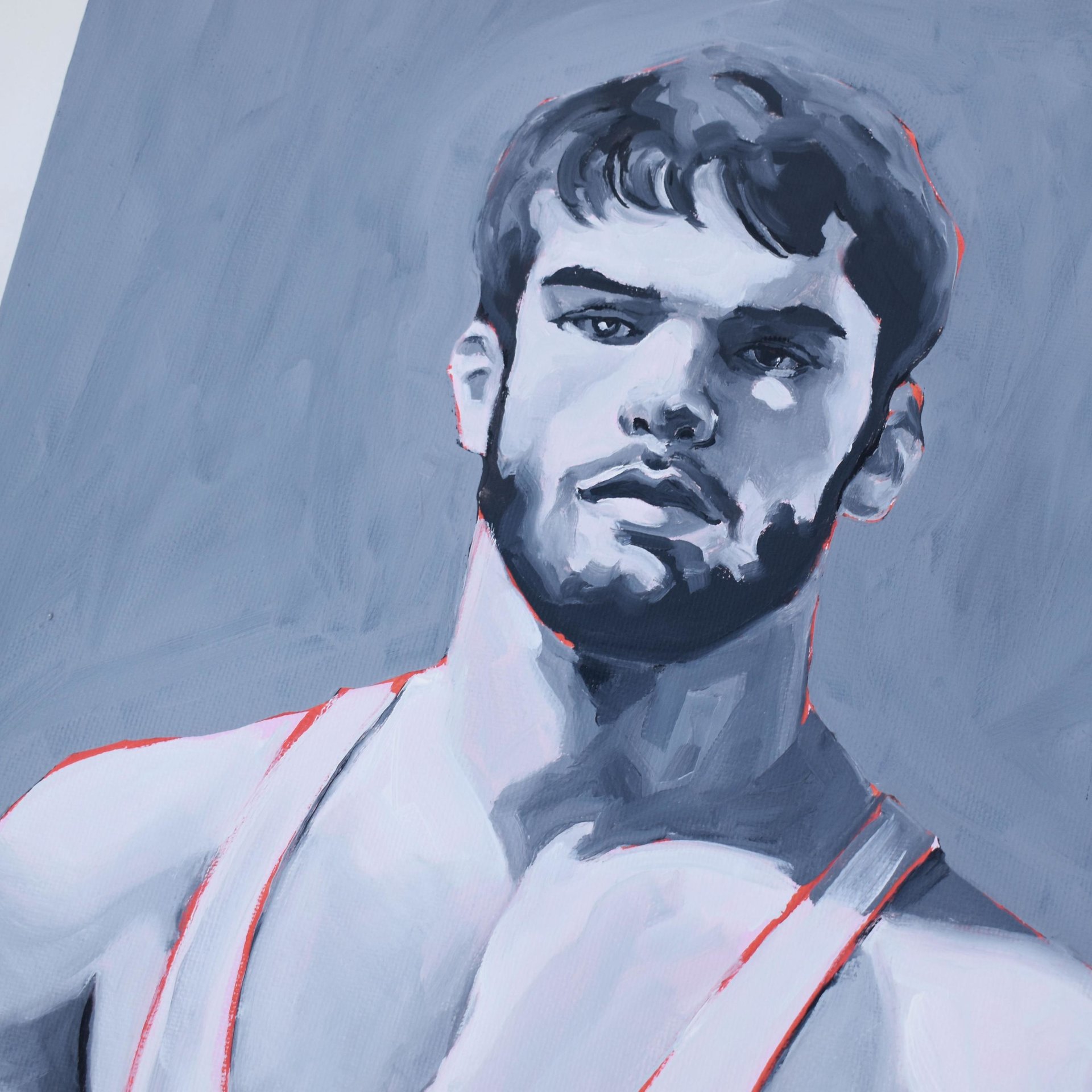 Original Hand painted Oil Painting on canvas Erotic Male Man Nude Gay