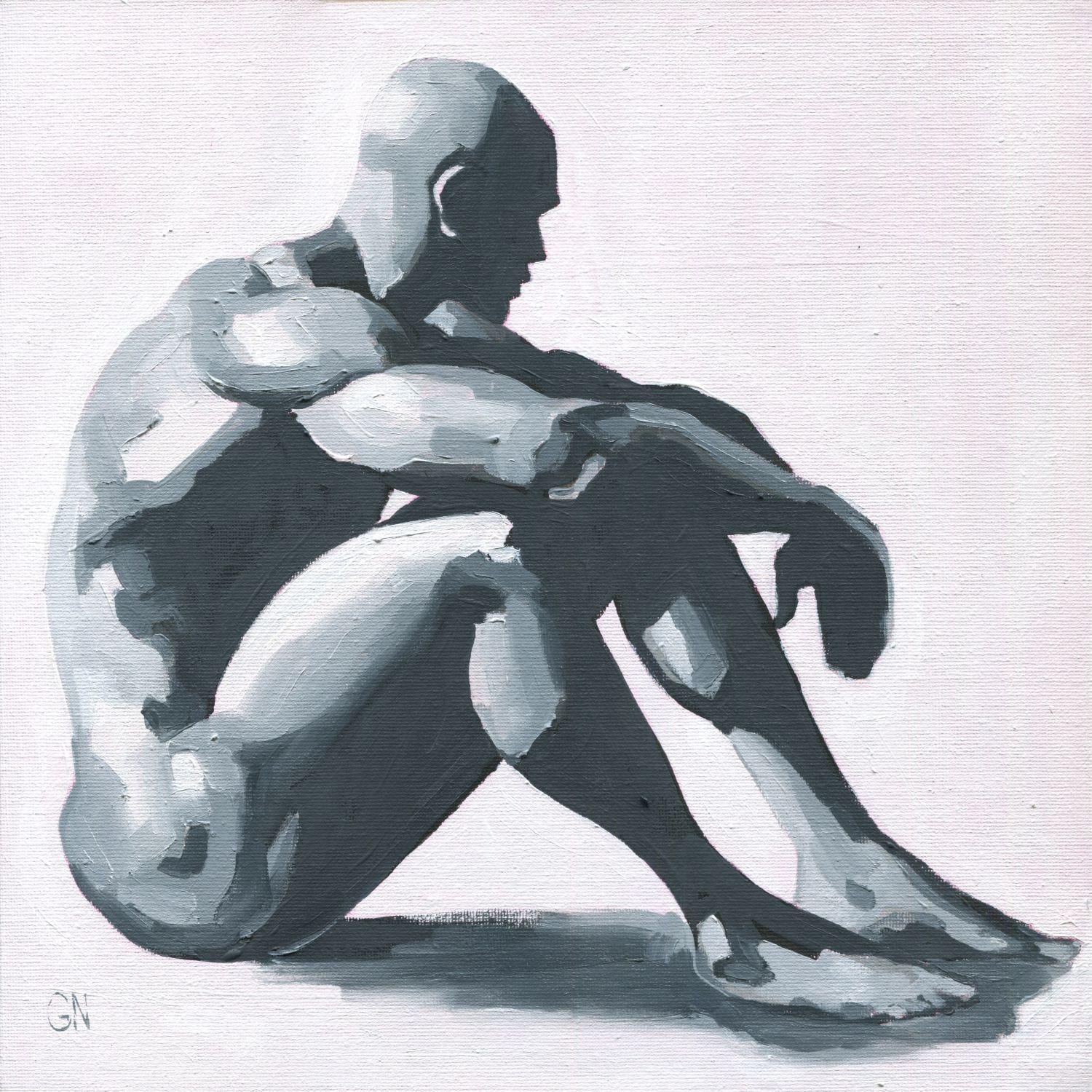 Original Hand painted Oil Painting on canvas Erotic Male Man Nude Gay