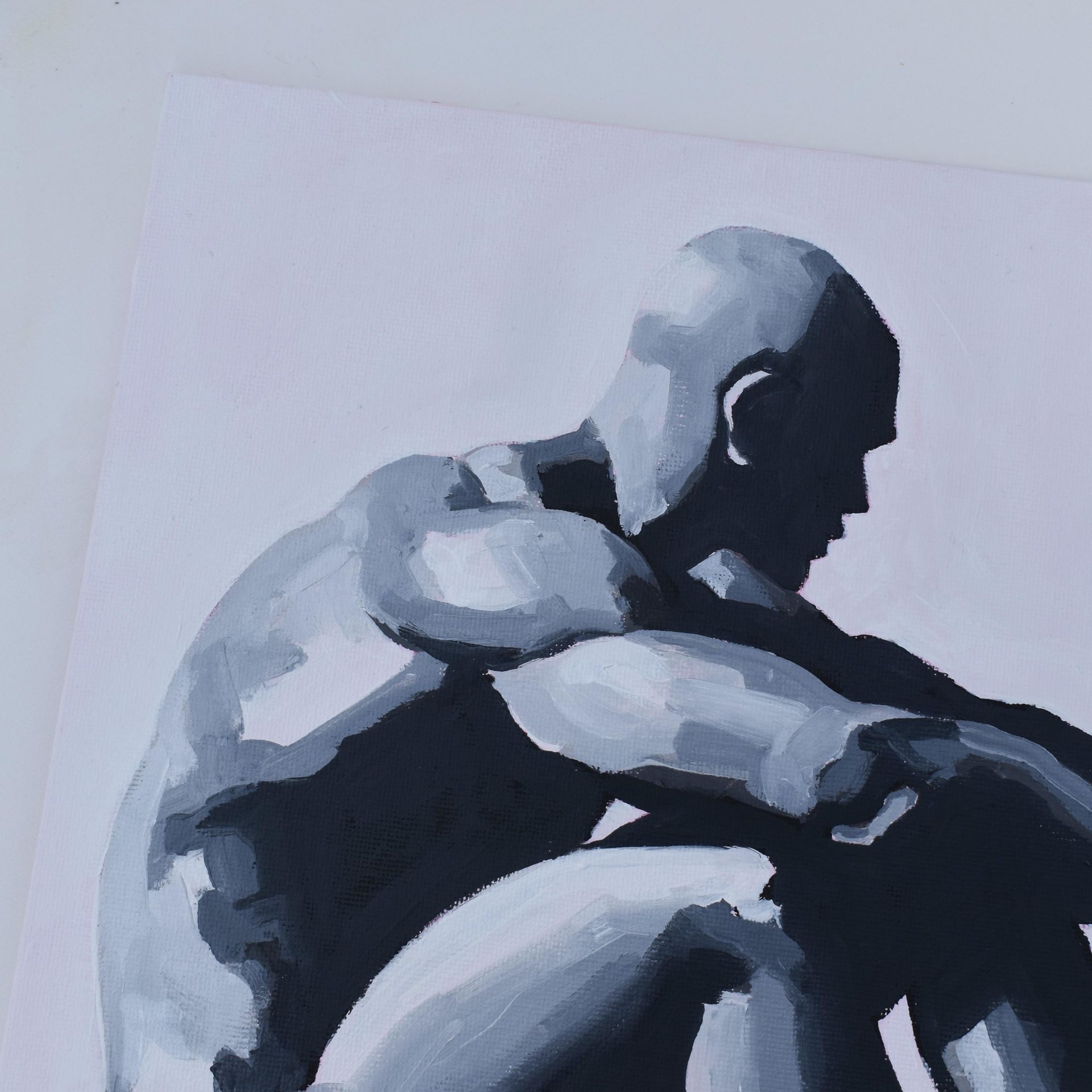 Original Hand painted Oil Painting on canvas Erotic Male Man Nude Gay