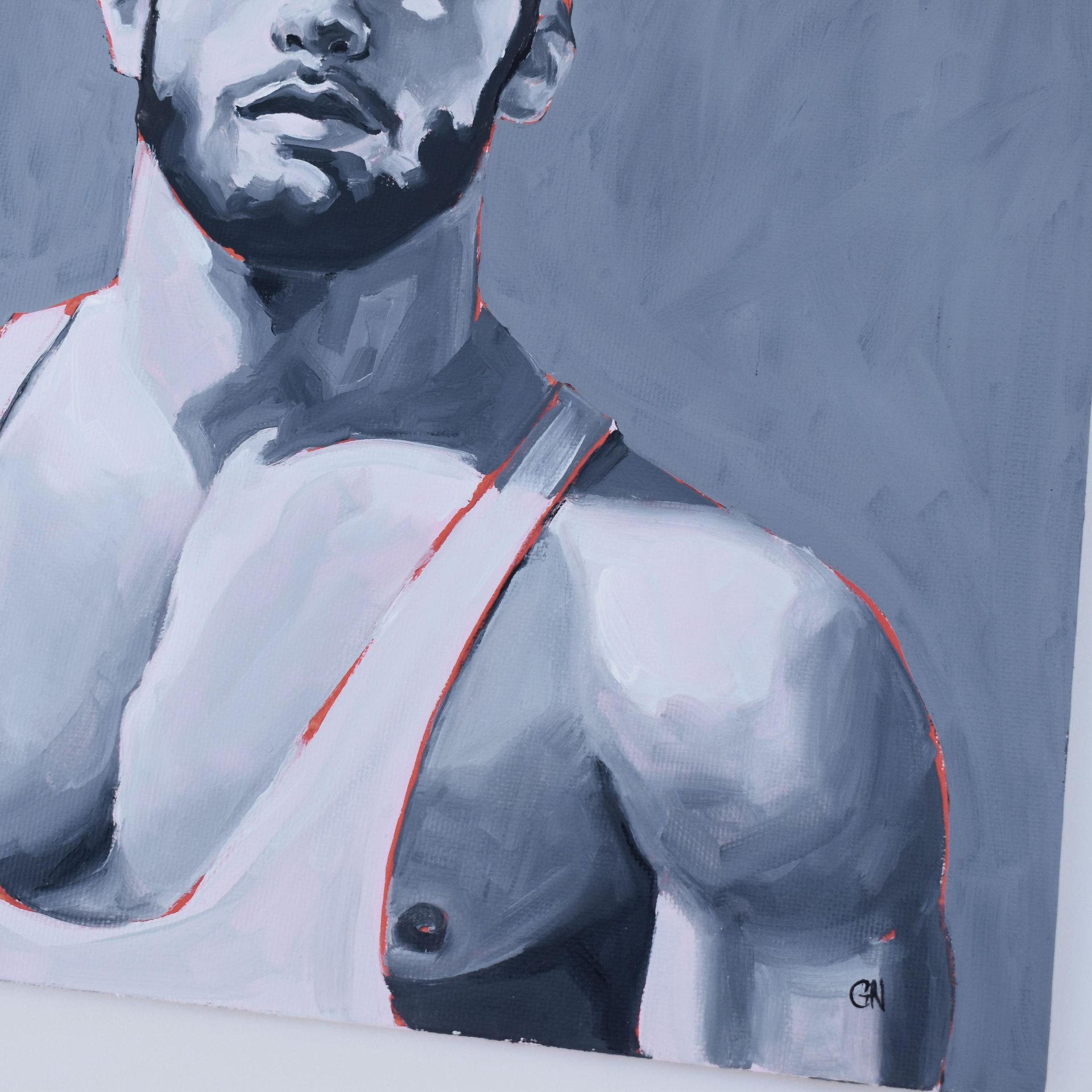 Original Hand painted Oil Painting on canvas Erotic Male Man Nude Gay