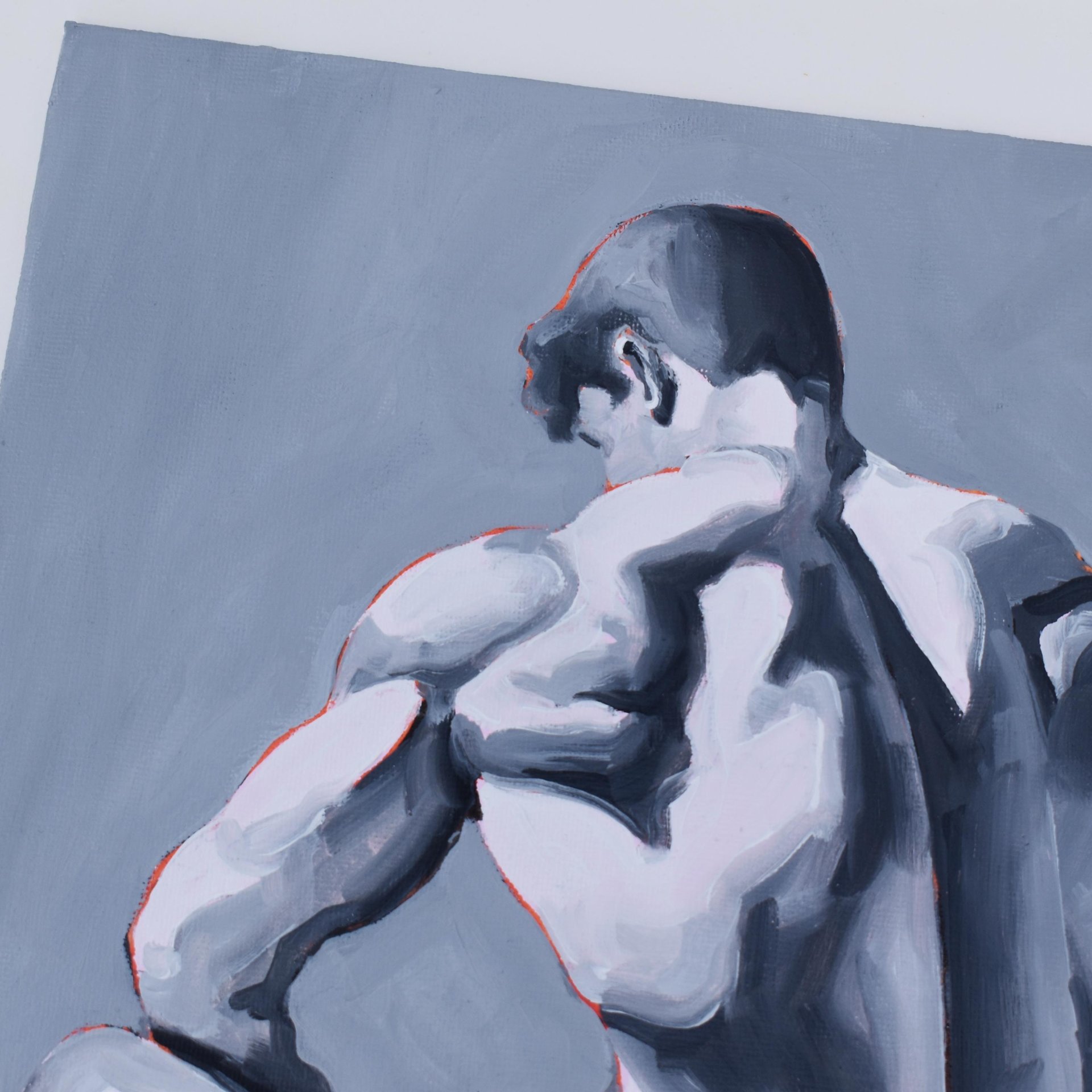 Original Hand painted Oil Painting on canvas Erotic Male Man Nude Gay