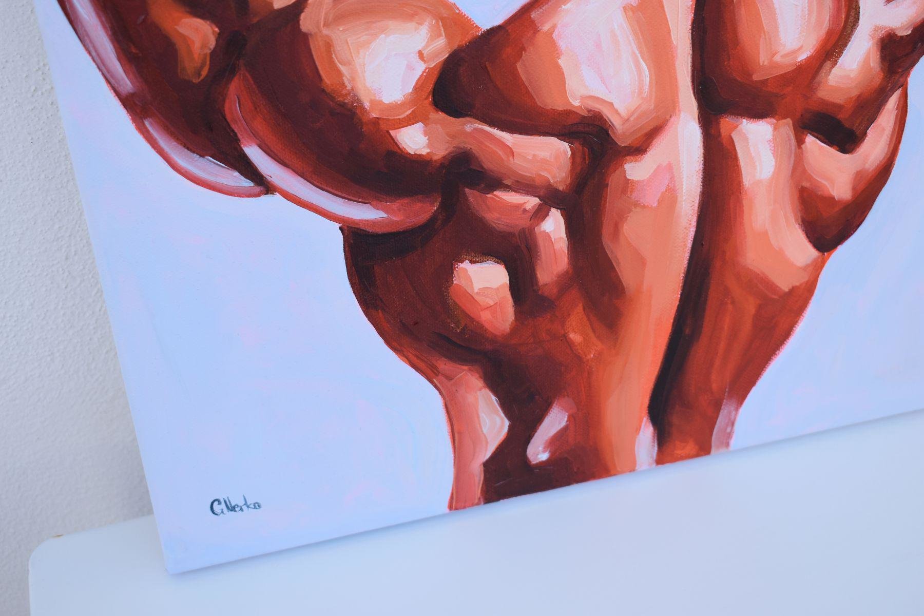 Original Hand painted Oil Painting on canvas Erotic Male Man Nude Gay