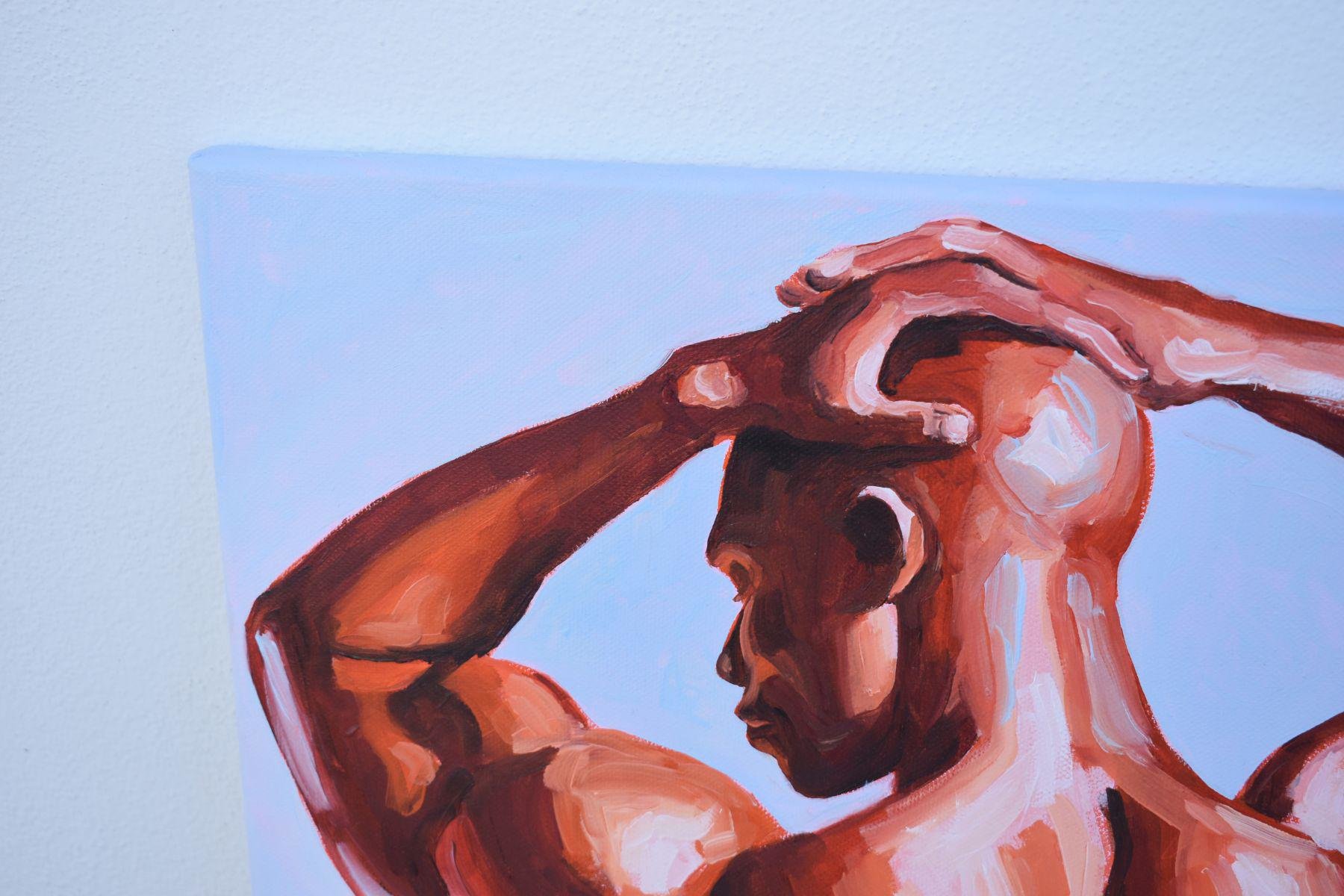 Original Hand painted Oil Painting on canvas Erotic Male Man Nude Gay