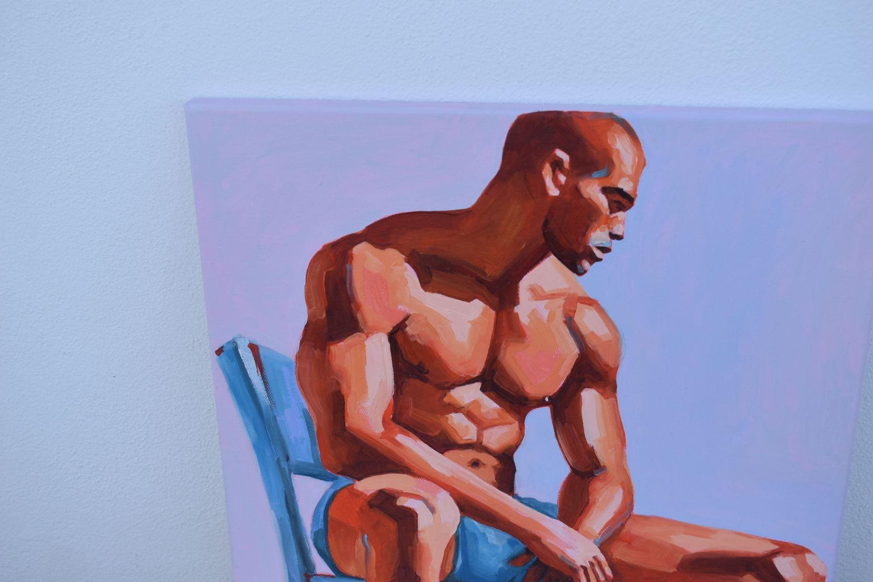 Original Hand painted Oil Painting on canvas Erotic Male Man Nude Gay