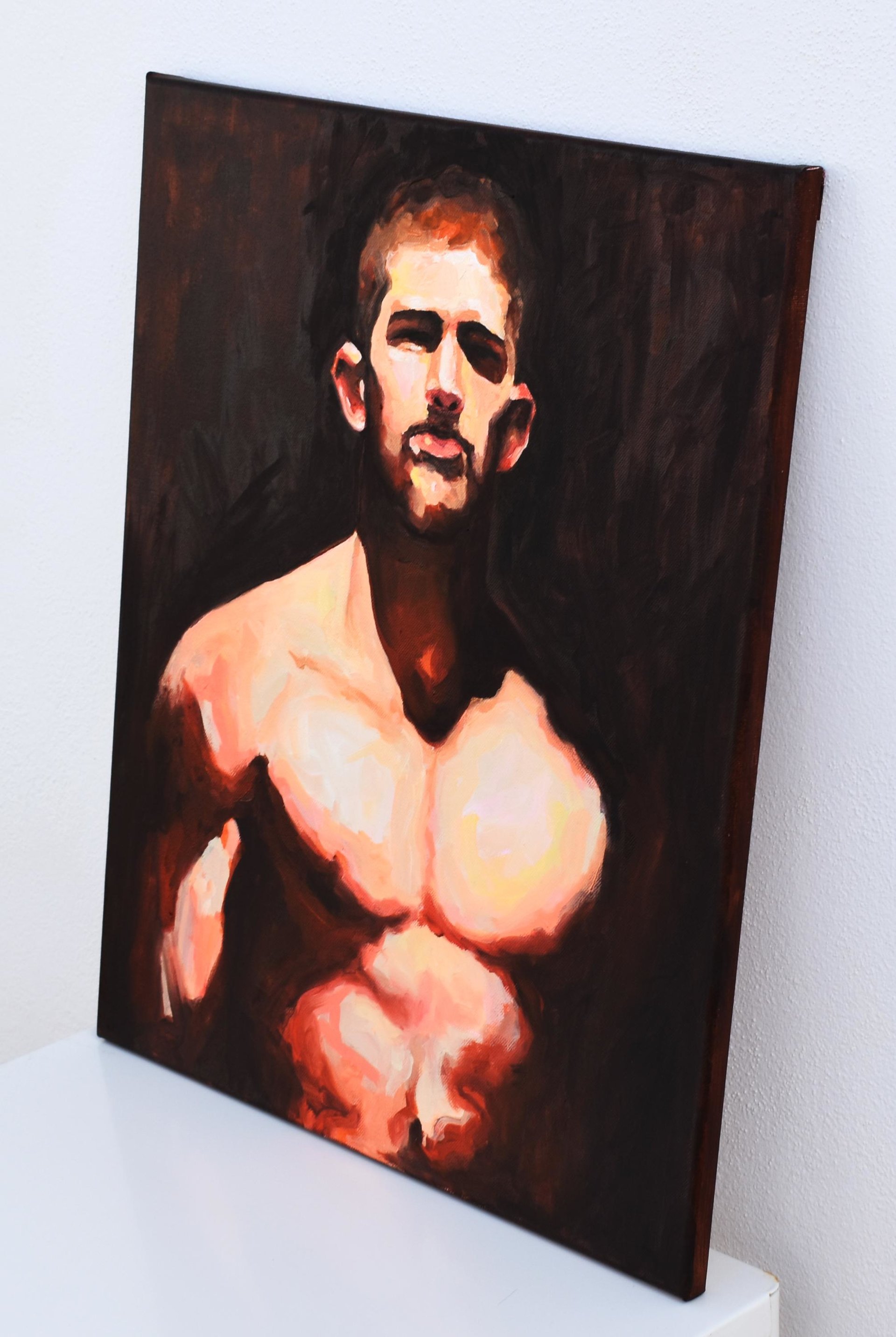 Original Hand painted Oil Painting on canvas Erotic Male Man Nude Gay