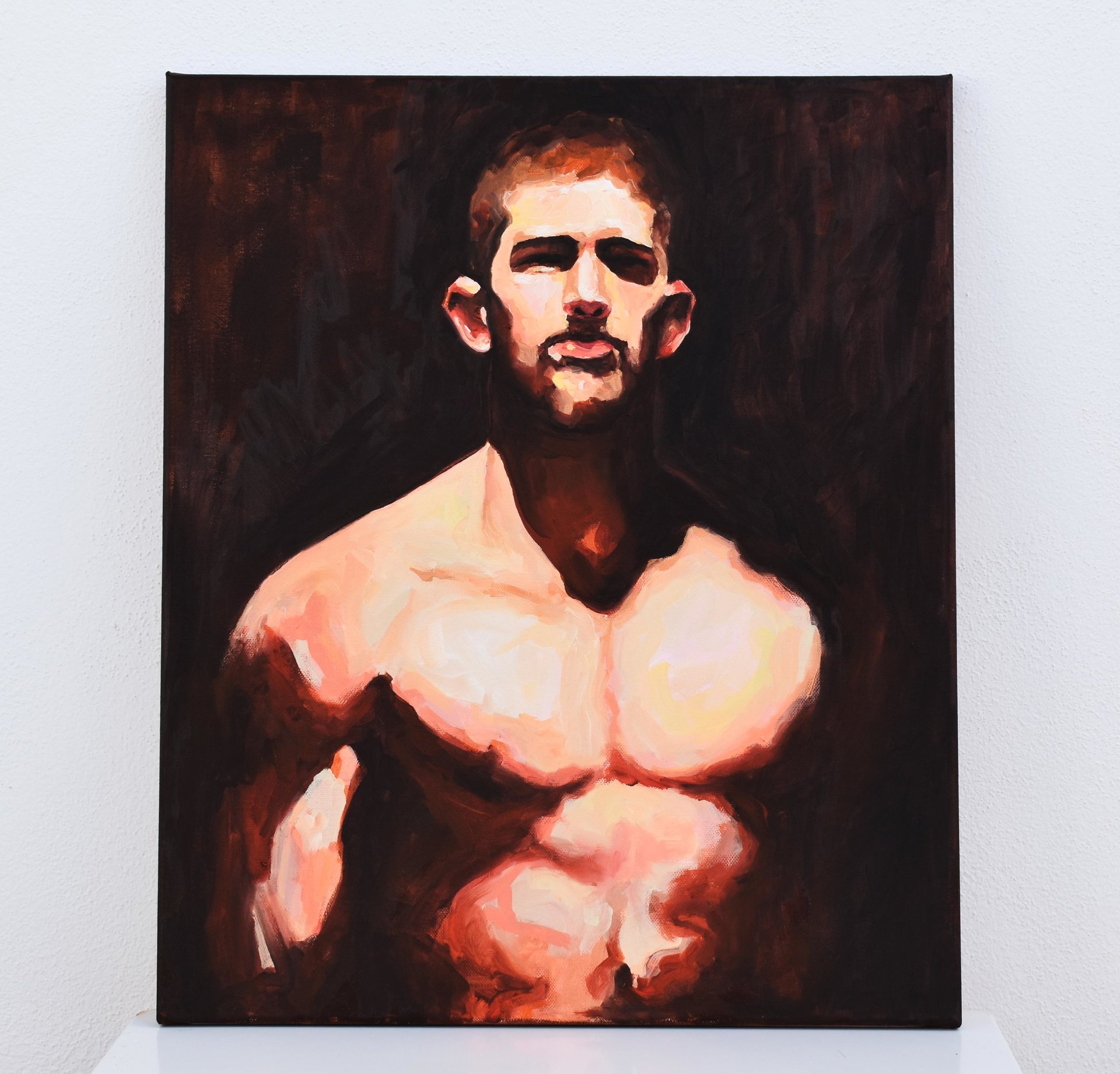 Original Hand painted Oil Painting on canvas Erotic Male Man Nude Gay