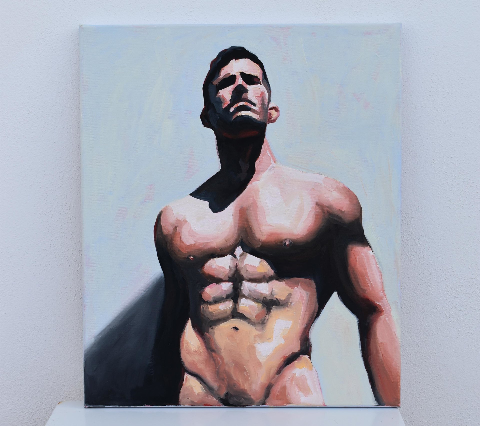 Original Hand painted Oil Painting on canvas Erotic Male Man Nude Gay