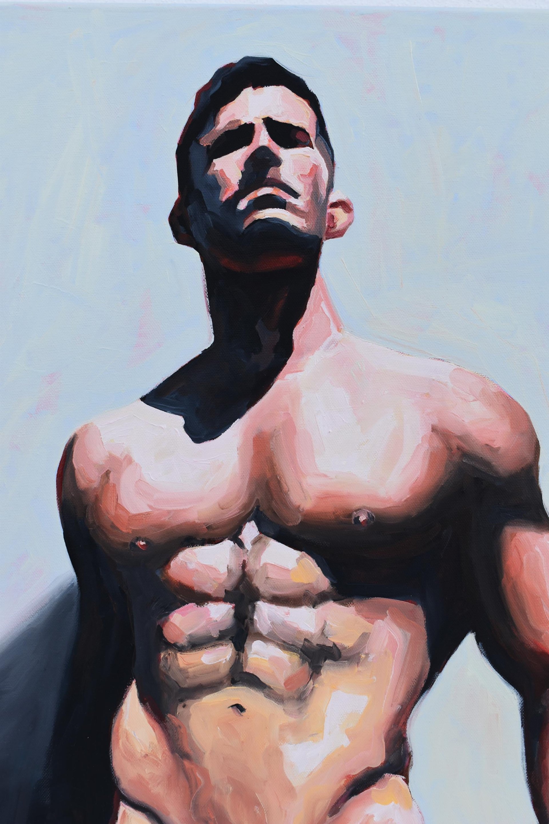 Original Hand painted Oil Painting on canvas Erotic Male Man Nude Gay