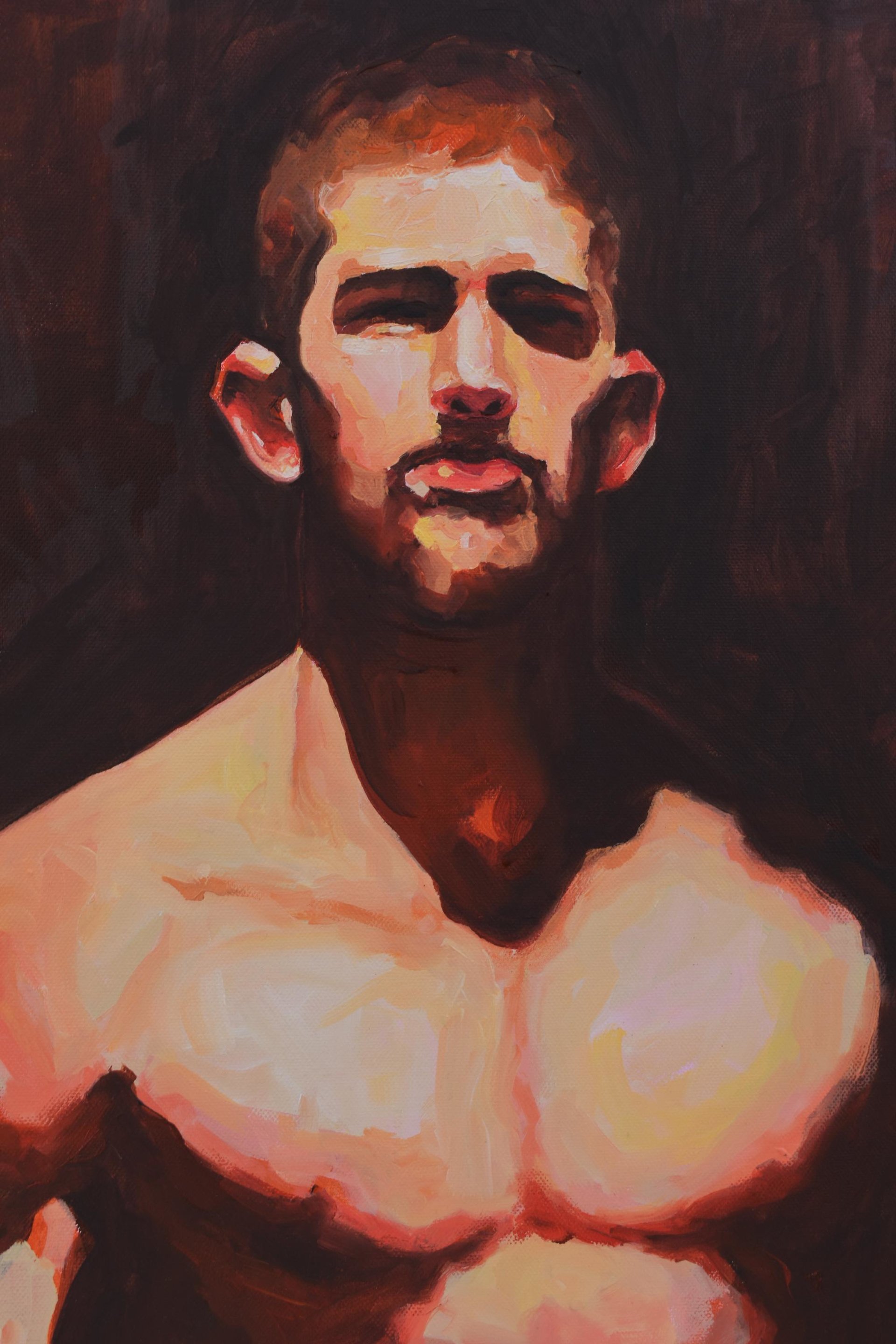 Original Hand painted Oil Painting on canvas Erotic Male Man Nude Gay