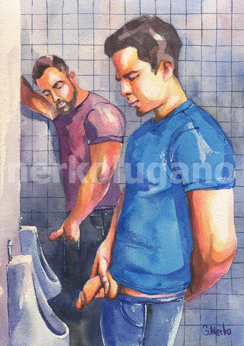 PRINT of Original Art Work Watercolor Painting "Public toilet 41"